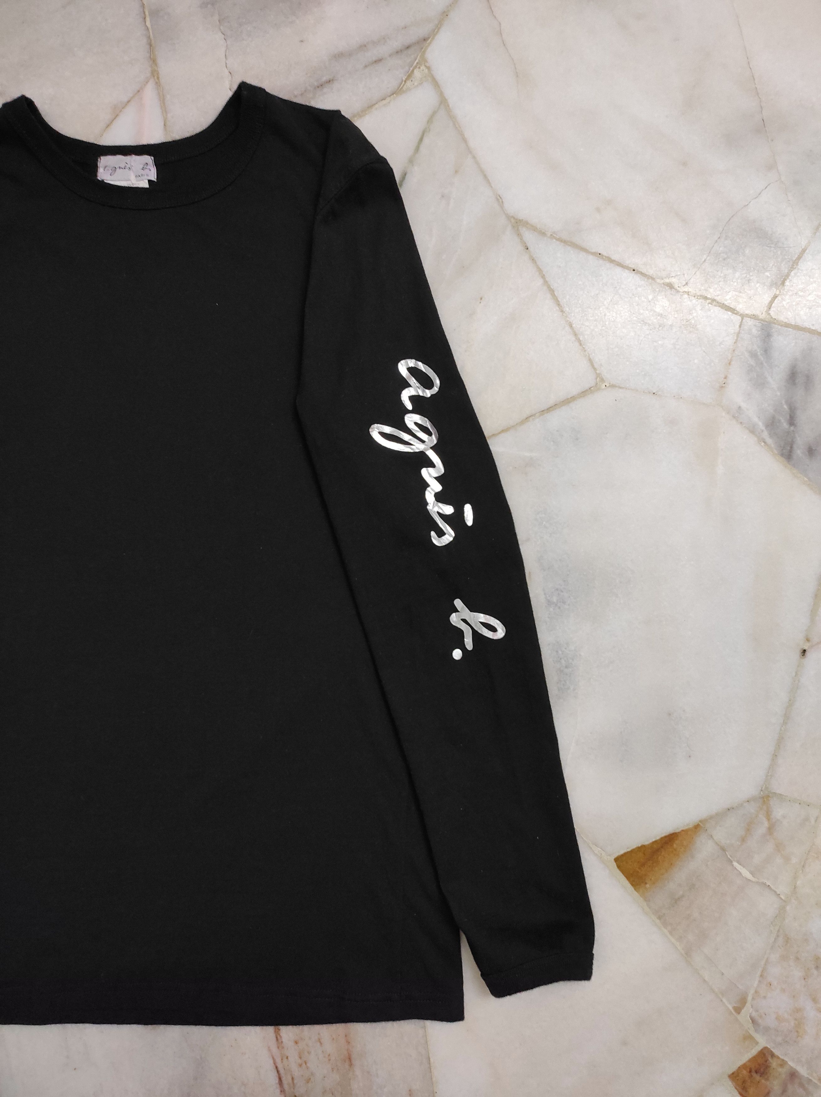 agnes b. Agnes b Paris Black LS spell out minimalist tee Size US M / EU 48-50 / 2 - 4 Thumbnail