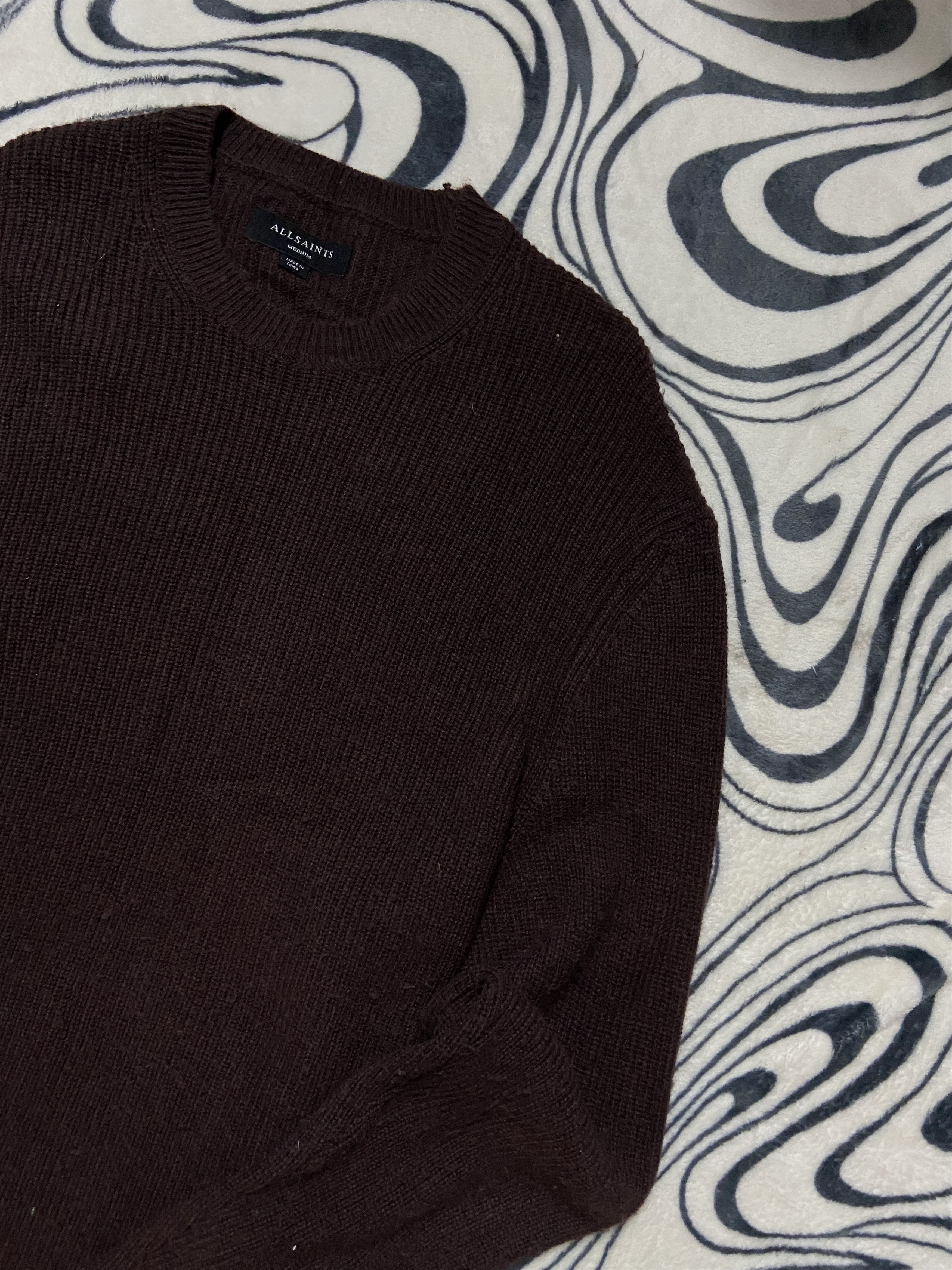 Allsaints Allsaints Mens Oversized Crewneck Wool Sweater Size US M / EU 48-50 / 2 - 2 Thumbnail