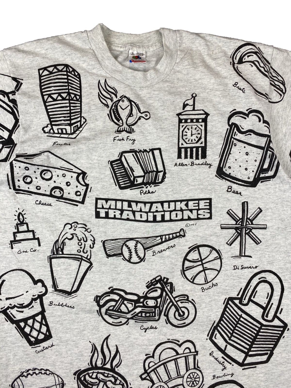 Vintage Vintage 90s Milwaukee traditions all over print AOP tee L Size US L / EU 52-54 / 3 - 4 Thumbnail