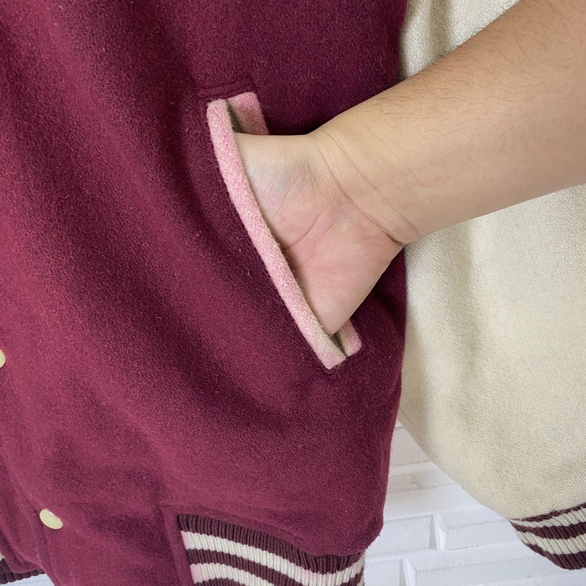 Japanese Plum Field Wool Varsity Jacket