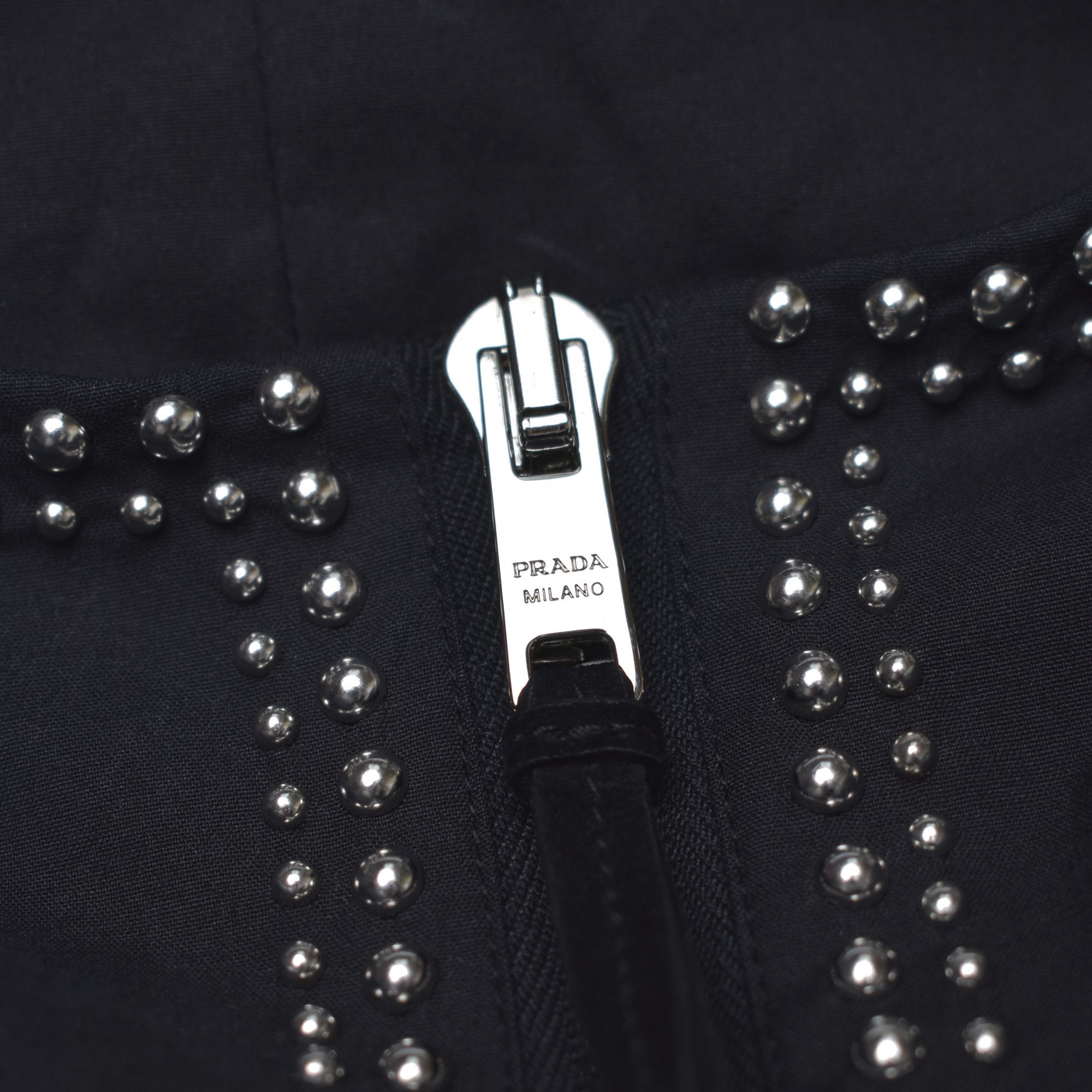 Prada BNWOT PRADA Womens Black Cotton Metal Studded Dress Size L / US 10 / IT 46 - 3 Thumbnail