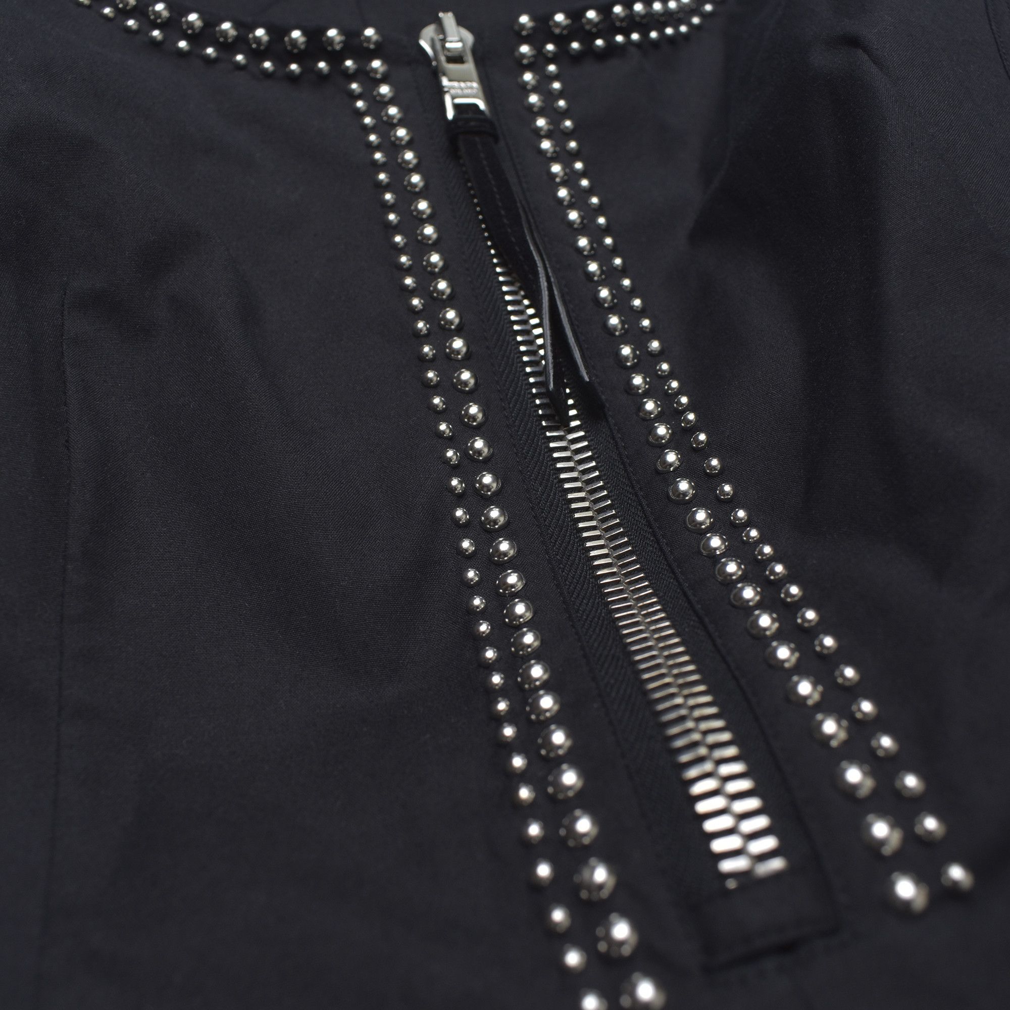 Prada BNWOT PRADA Womens Black Cotton Metal Studded Dress Size L / US 10 / IT 46 - 4 Thumbnail