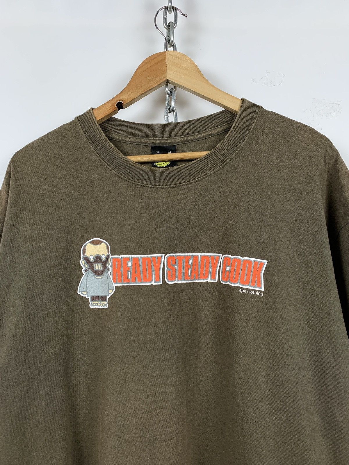 Vintage Vintage Ape Ready Steady Cook Skateboard Faded Khaki T-Shirt Size US XL / EU 56 / 4 - 1 Thumbnail