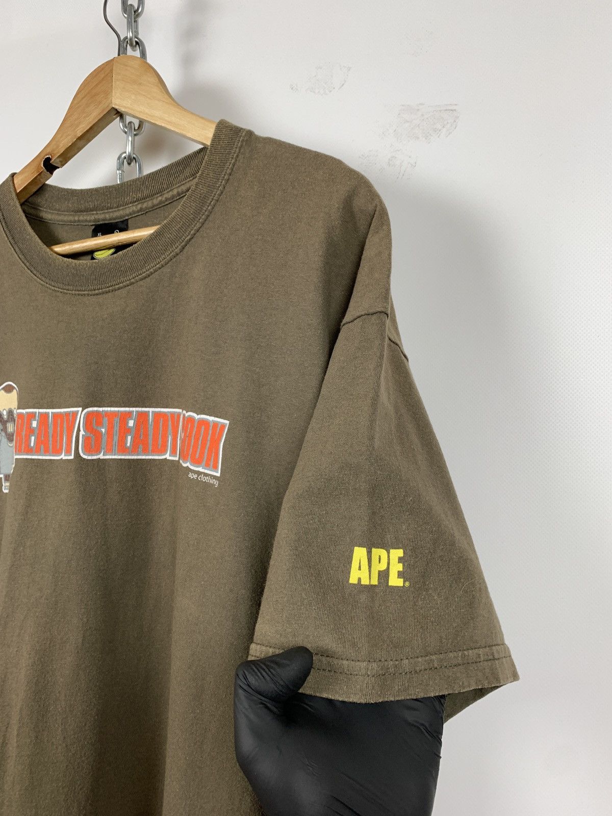 Vintage Vintage Ape Ready Steady Cook Skateboard Faded Khaki T-Shirt Size US XL / EU 56 / 4 - 5 Thumbnail