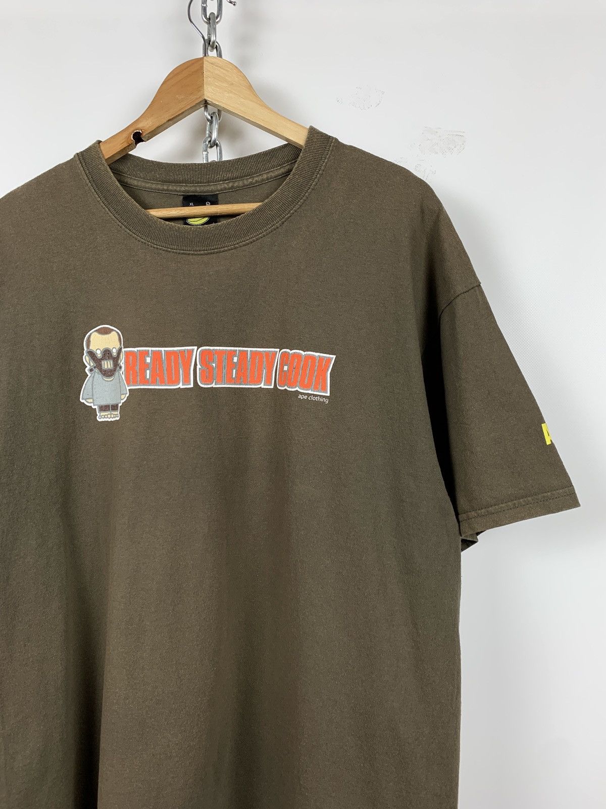 Vintage Vintage Ape Ready Steady Cook Skateboard Faded Khaki T-Shirt Size US XL / EU 56 / 4 - 4 Thumbnail
