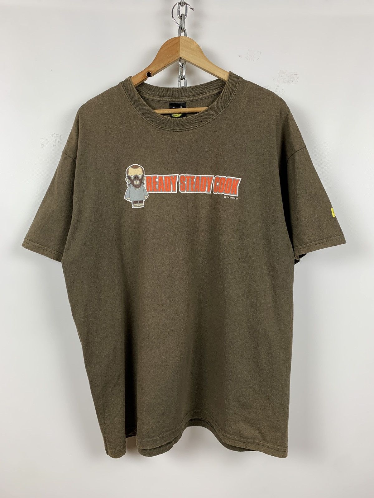 Vintage Vintage Ape Ready Steady Cook Skateboard Faded Khaki T-Shirt Size US XL / EU 56 / 4 - 2 Thumbnail
