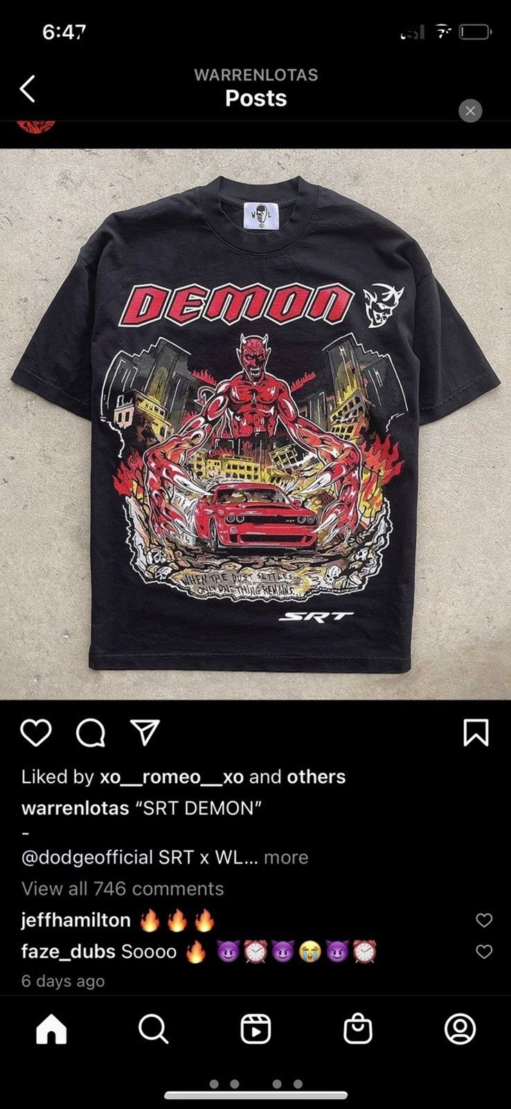 Warren Lotas Warren lotas dodge demon tee | Grailed