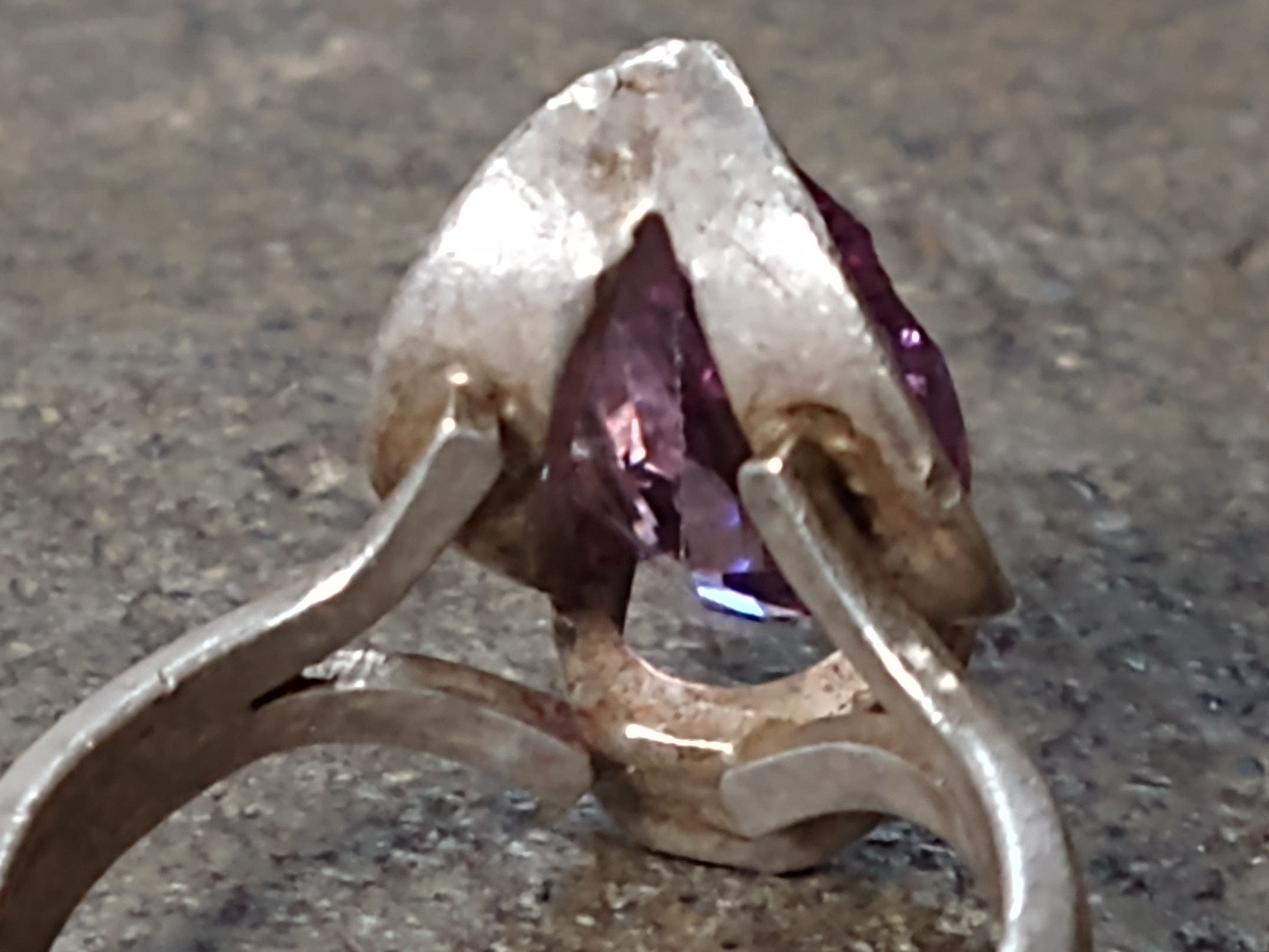 Jewelry Vintage Sterling Silver Ring Size 6.25 Purple CZ Mexico Pear Size ONE SIZE - 11 Thumbnail