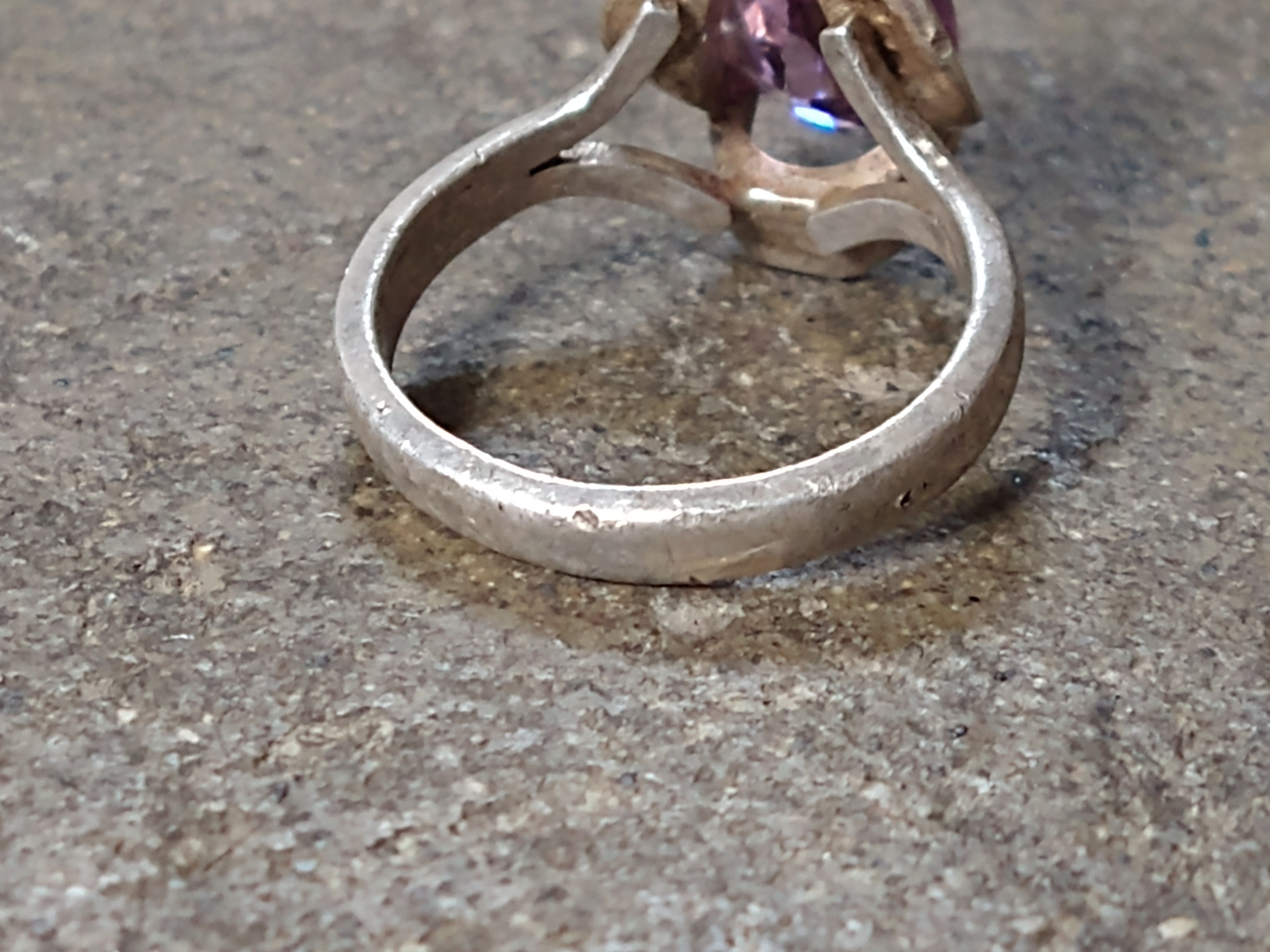 Jewelry Vintage Sterling Silver Ring Size 6.25 Purple CZ Mexico Pear Size ONE SIZE - 12 Thumbnail