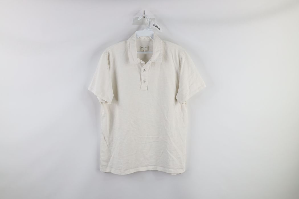 Rag & Bone rag & bone Distressed Jersey Knit Collared Polo Shirt White ...