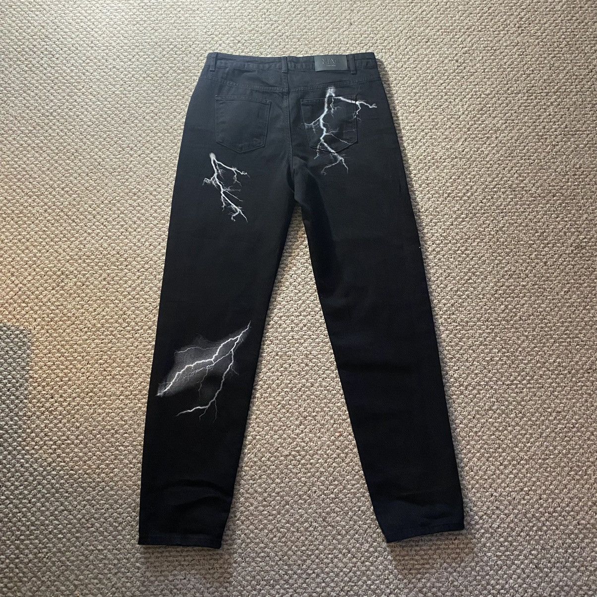 Boohoo Lightning Print Jeans Size US 34 / EU 50 - 3 Thumbnail