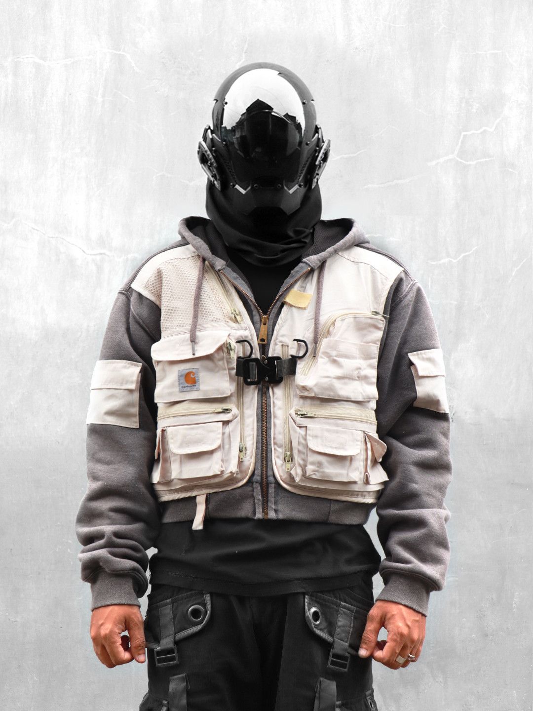 Vintage Reworked Carhartt RD Tactical Crop Zip-up Hoodie Grey | Grailed