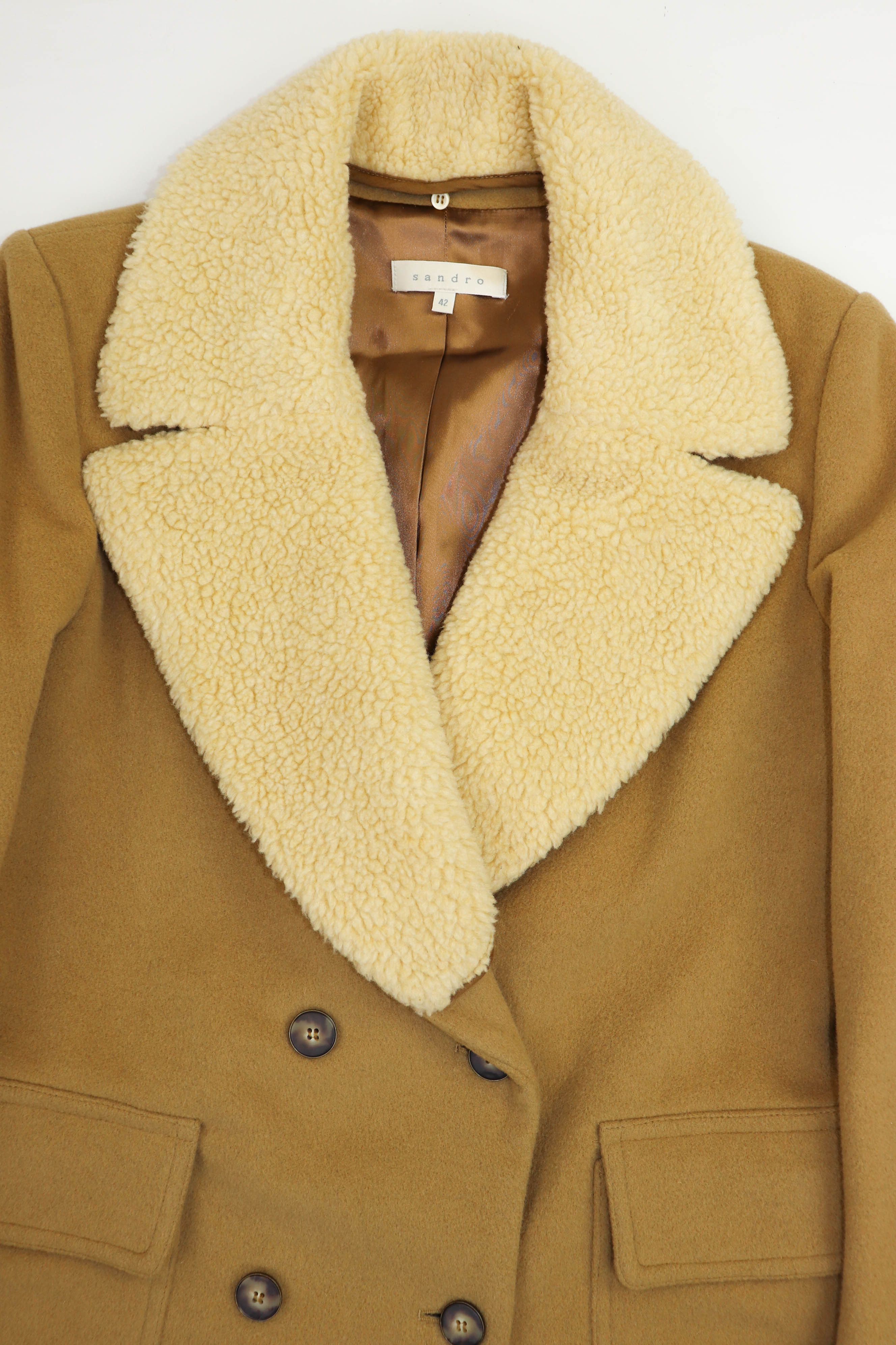 Sandro Women’s Sandro Wool Cashsmere Blend Desert Beige Wool Coat Size M / US 6-8 / IT 42-44 - 6 Thumbnail