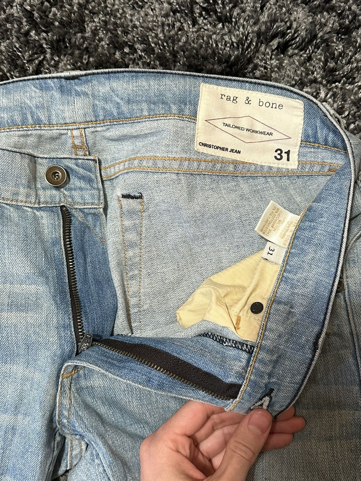 Rag & Bone Selvedge Stone Washed, Distressed Denim Size US 31 - 2 Thumbnail