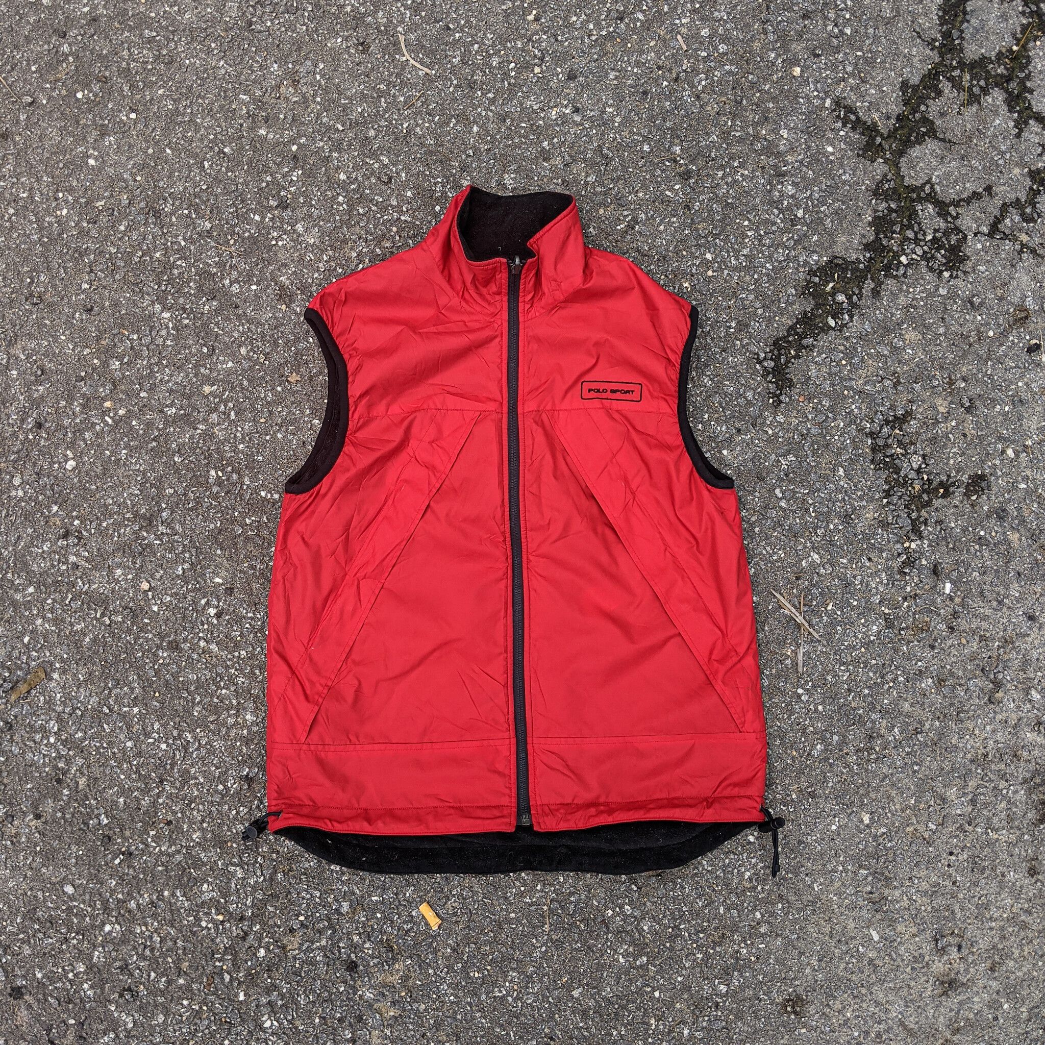 Pre-owned Polo Ralph Lauren 90's Polo Sport Polartec Thermal Pro Reversible Fleece Vest In Red