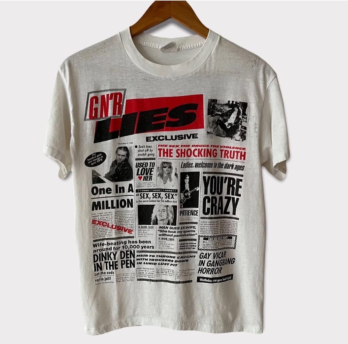 Tシャツ【未開封】GUNS N' ROSES GN'R LIES GUNS N' ROSES cd cvr GN'R LIES Official White SHIRT 2X New