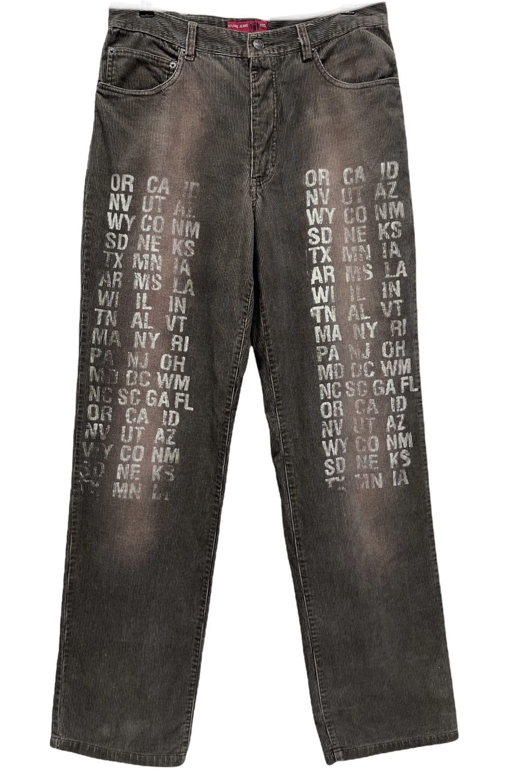 Japanese Brand 💥RARE🔥US State Abbreviations Spell-out Mud Wash Corduroy Size US 31 - 1 Thumbnail