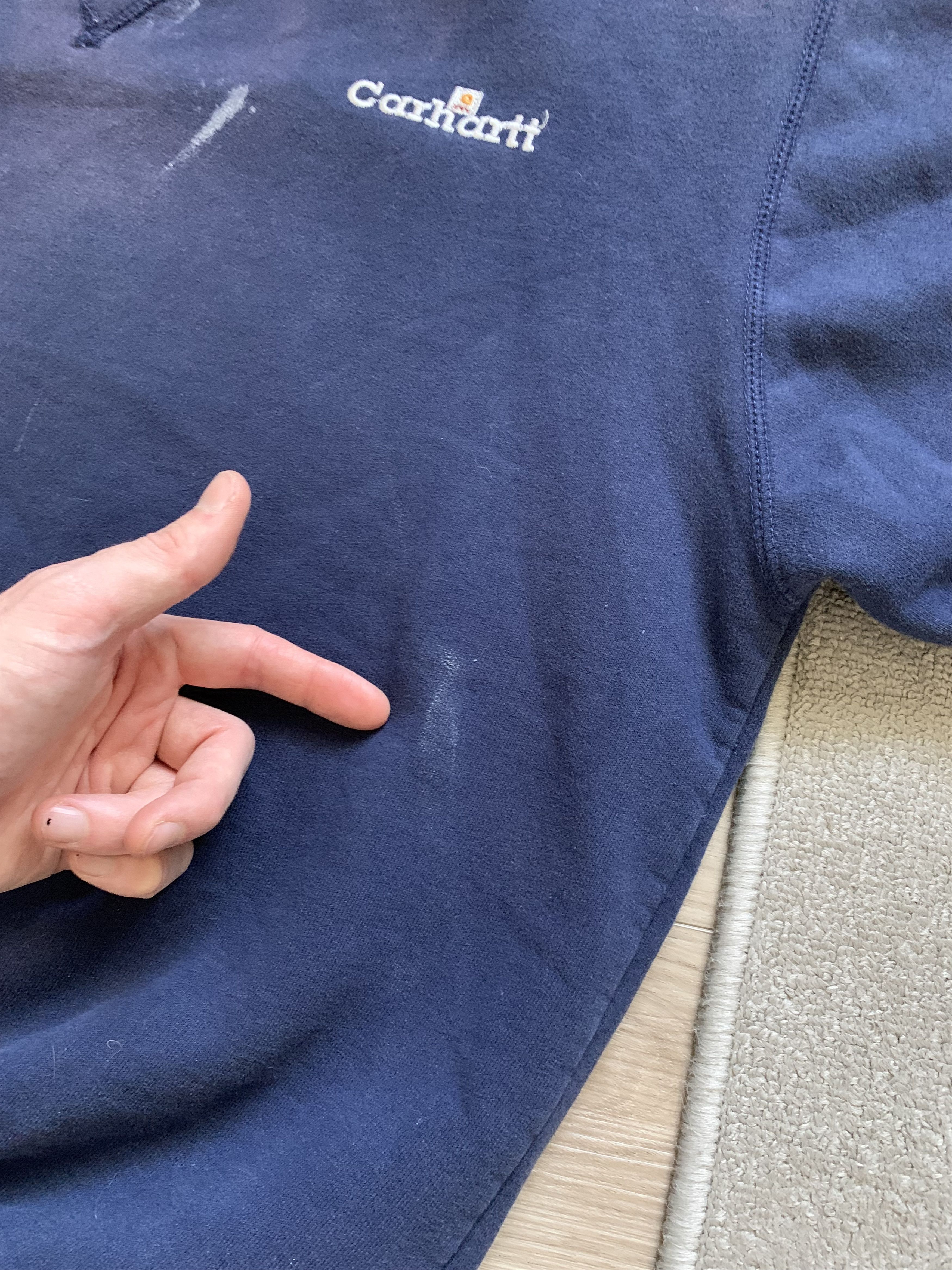 Carhartt × Vintage 1990s CARHARTT THERMAL LINED NAVY SWEATSHIRT / BOXY Size US L / EU 52-54 / 3 - 7 Thumbnail