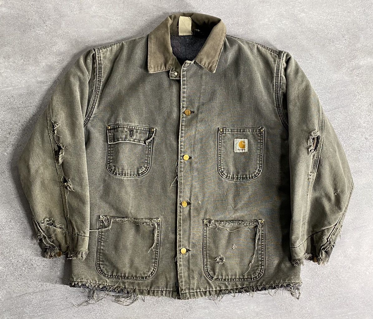 Carhartt 90s Carhartt Faded Thrashed Workwear Black Jacket Size US L / EU 52-54 / 3 - 1 Thumbnail