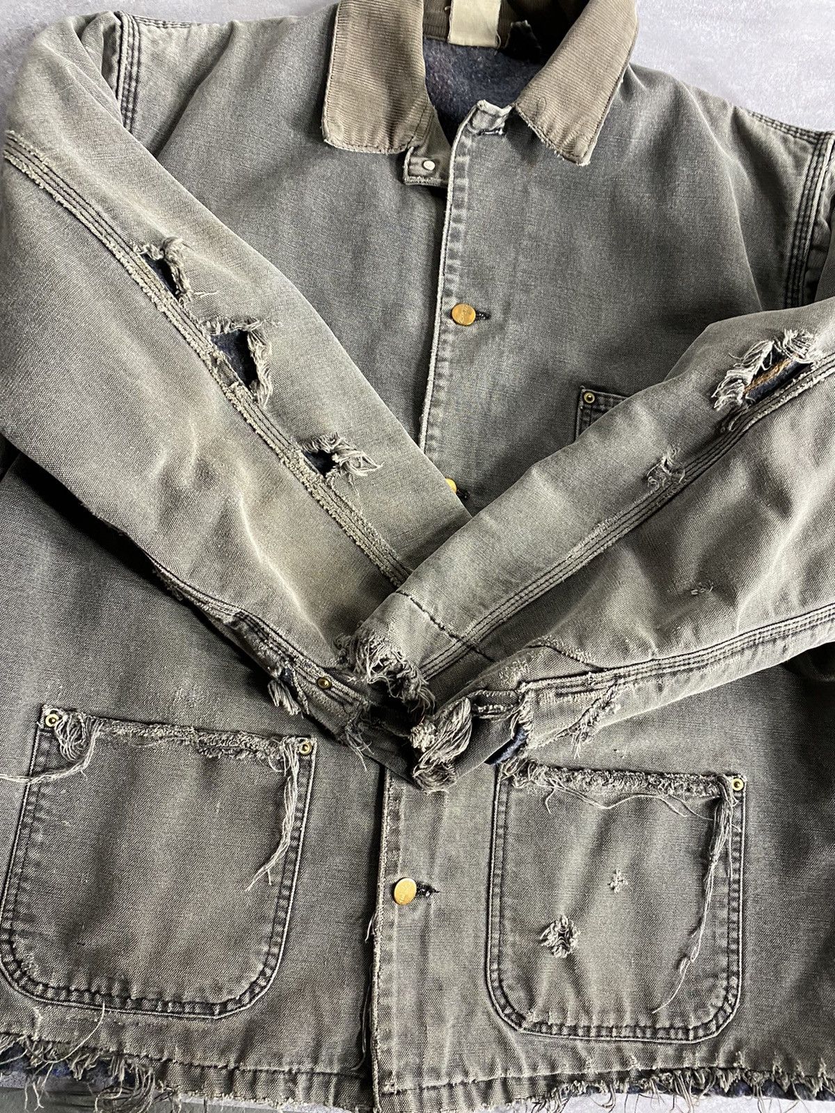 Carhartt 90s Carhartt Faded Thrashed Workwear Black Jacket Size US L / EU 52-54 / 3 - 2 Thumbnail