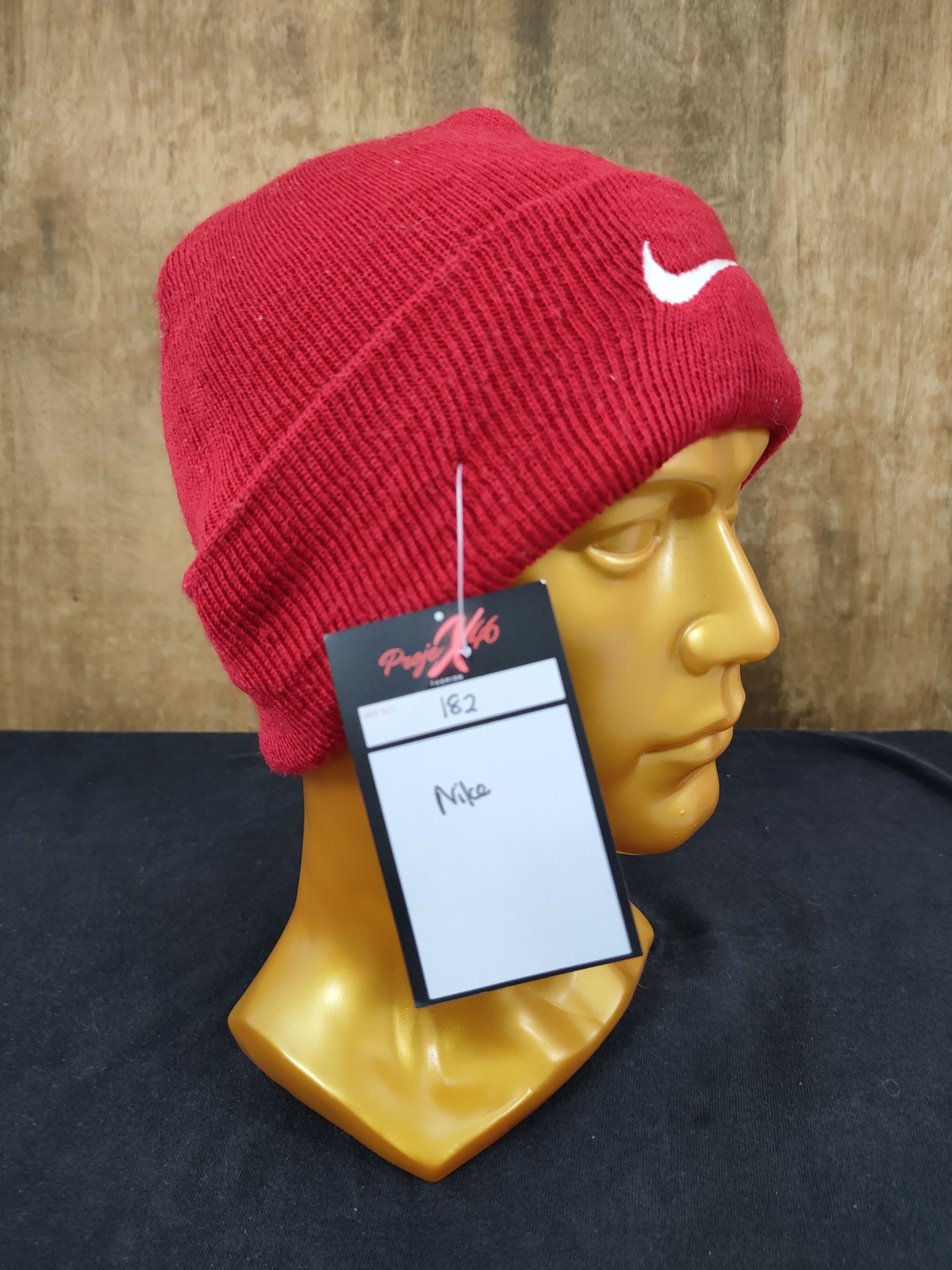 Nike DL Nike red beanie vintage sportwear big logo #182 Size ONE SIZE - 5 Thumbnail