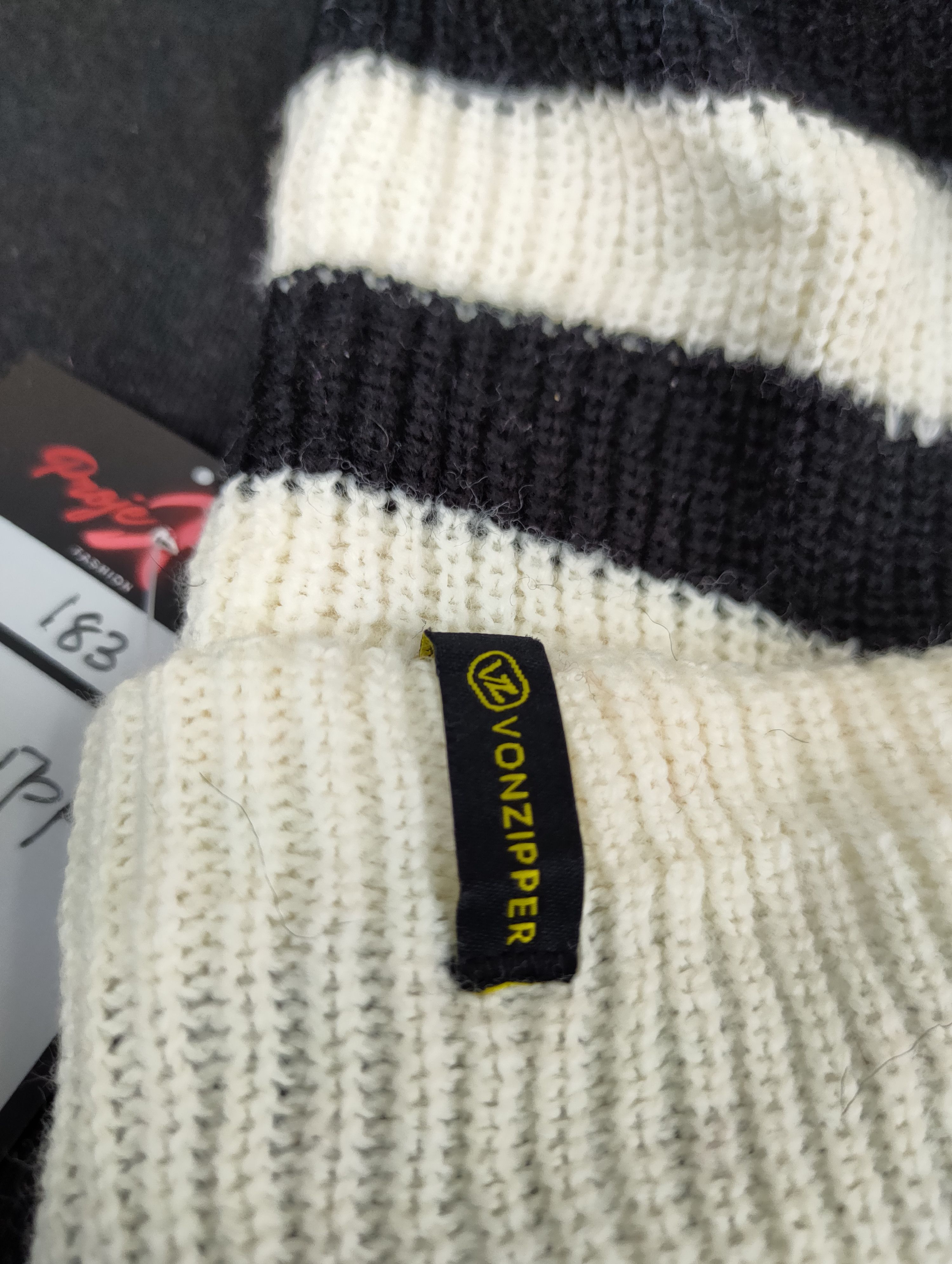 VonZipper Vonzipper stripe like prison beanie hat snowcap #183 Size ONE SIZE - 7 Thumbnail