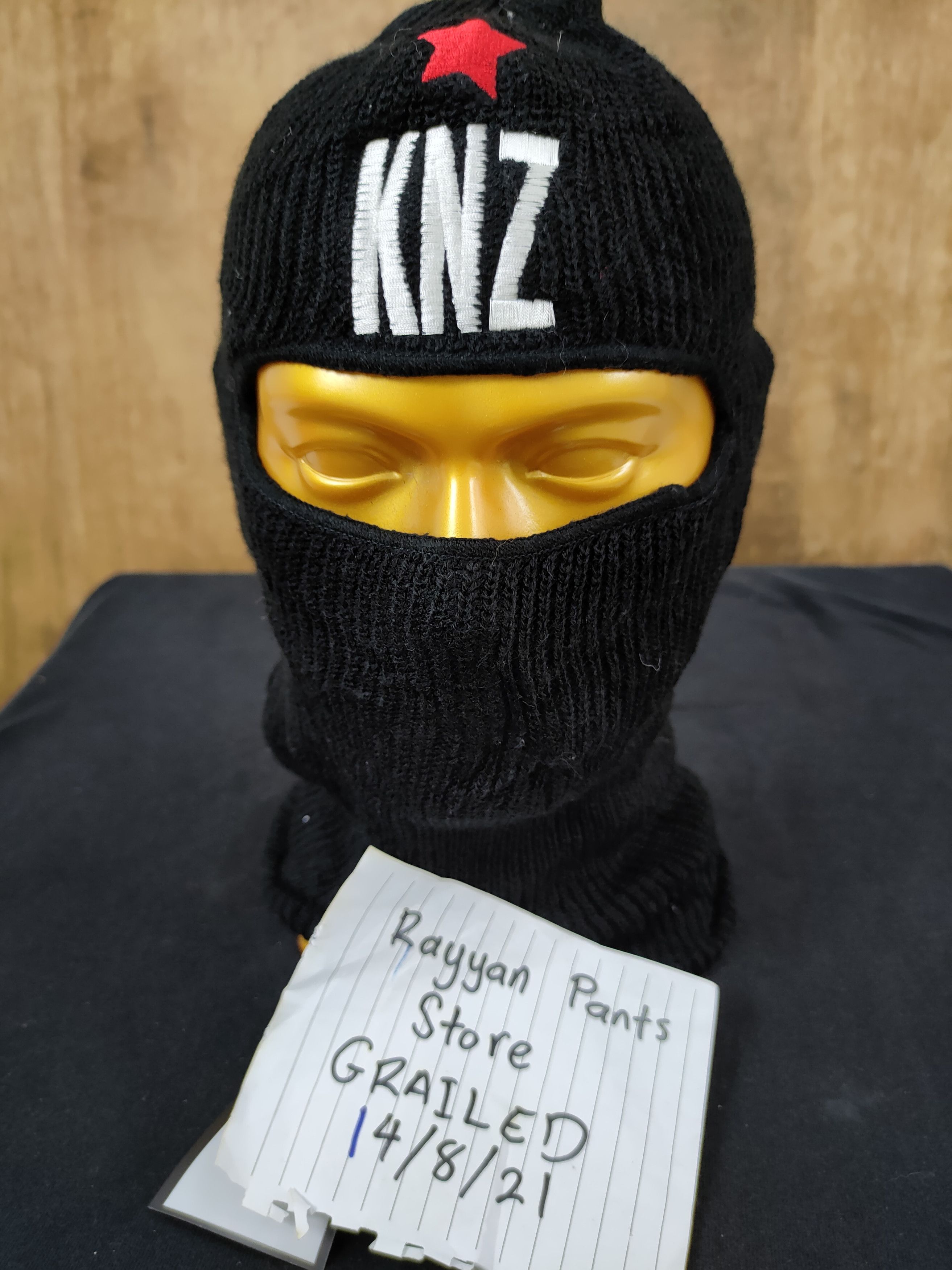 Designer Kanez KNZ mask star black streetwear rob beanie #156 Size ONE SIZE - 2 Thumbnail