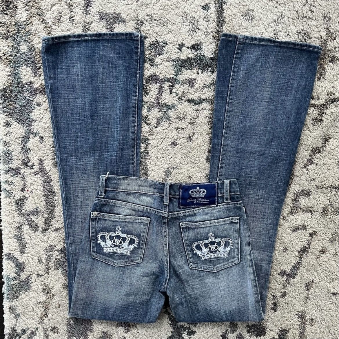 Jeans Victoria Beckham Rock Republic Vintage - Taille 30 - Brodé Couronne Paillettes - Occasion