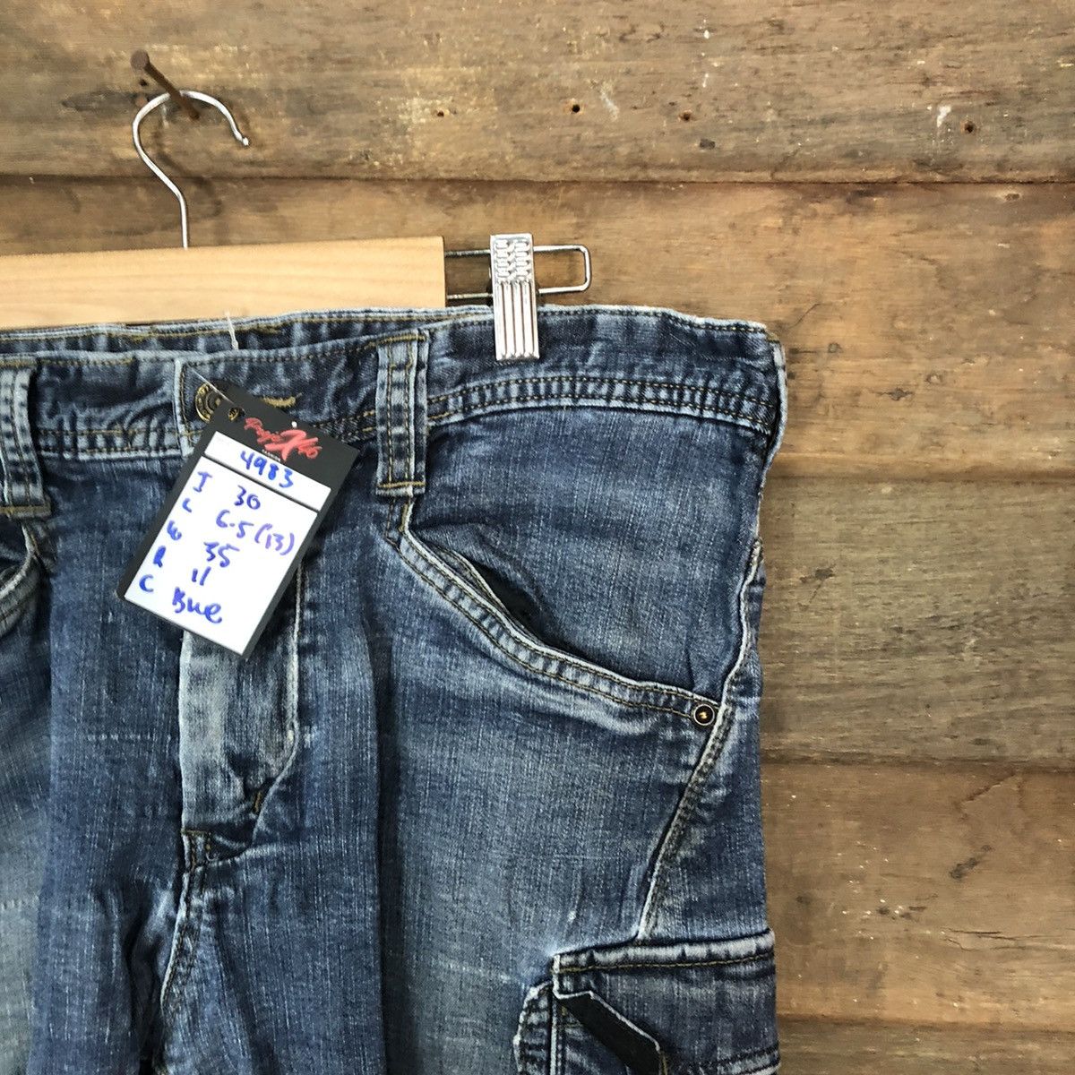 Japanese Brand Even River Blue multipocket tactical Denim Pants #4983 Size US 34 / EU 50 - 5 Thumbnail