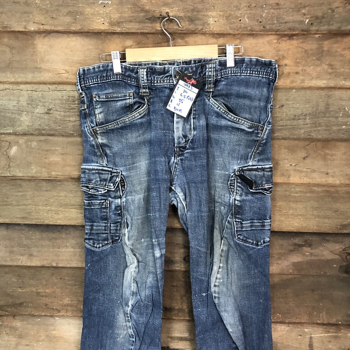 Japanese Brand Even River Blue multipocket tactical Denim Pants #4983 Size US 34 / EU 50 - 2 Thumbnail