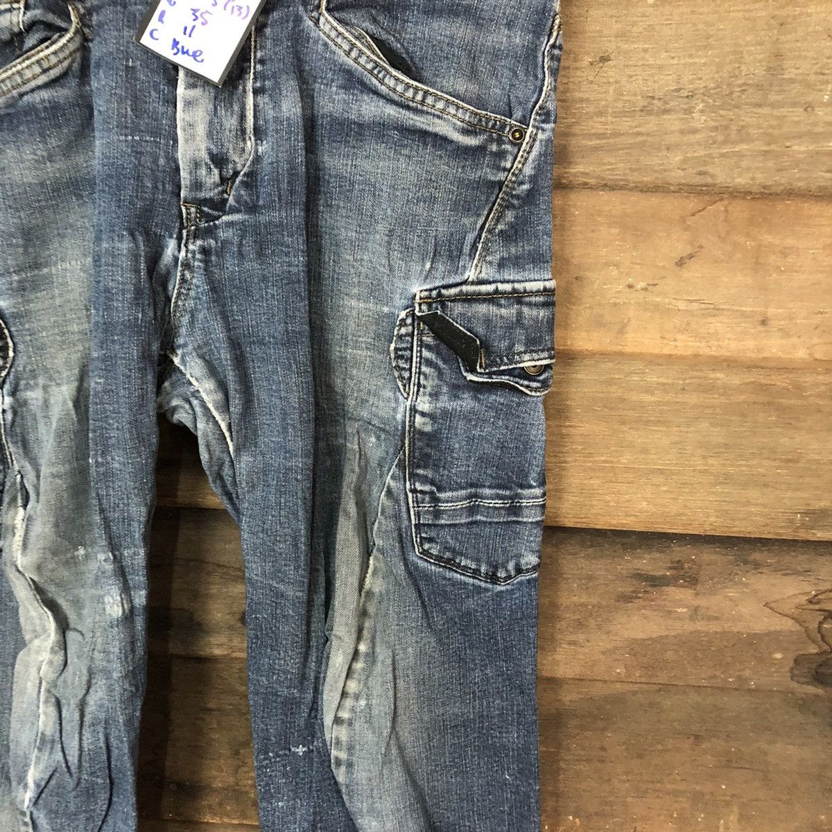 Japanese Brand Even River Blue multipocket tactical Denim Pants #4983 Size US 34 / EU 50 - 7 Thumbnail