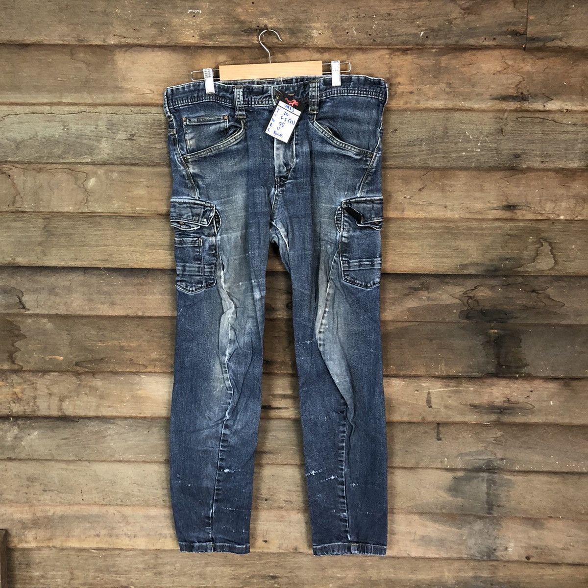 Japanese Brand Even River Blue multipocket tactical Denim Pants #4983 Size US 34 / EU 50 - 1 Thumbnail