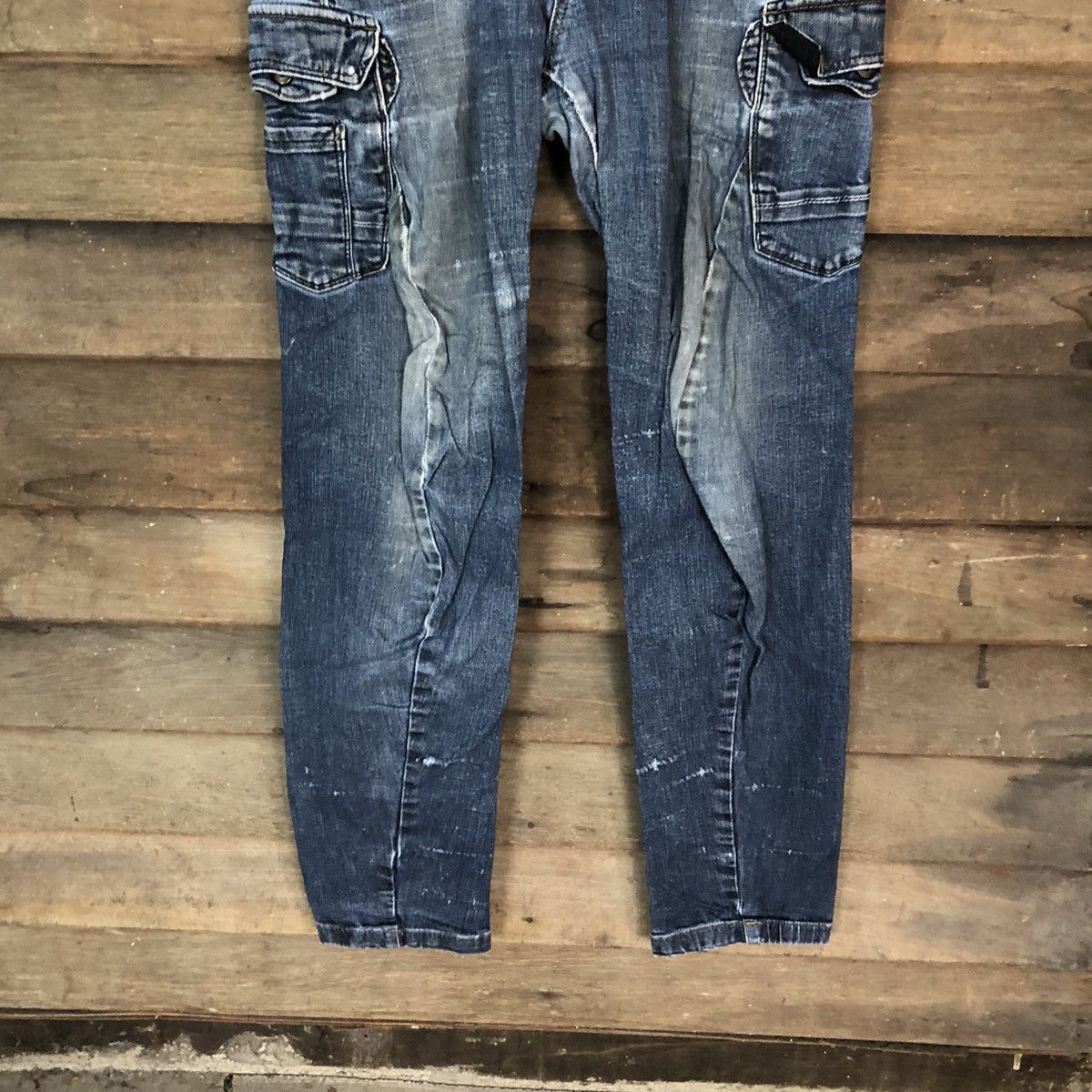 Japanese Brand Even River Blue multipocket tactical Denim Pants #4983 Size US 34 / EU 50 - 3 Thumbnail