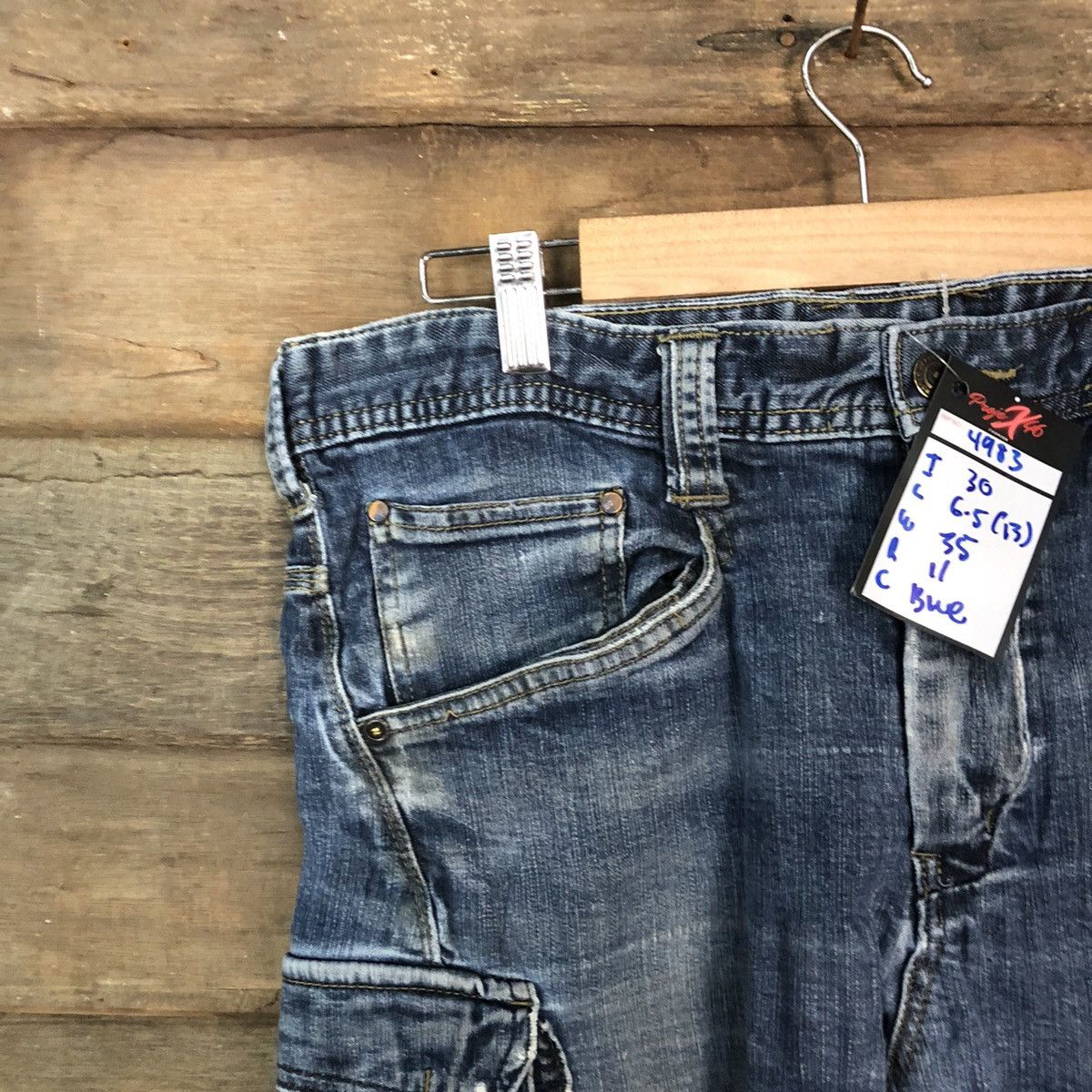 Japanese Brand Even River Blue multipocket tactical Denim Pants #4983 Size US 34 / EU 50 - 4 Thumbnail
