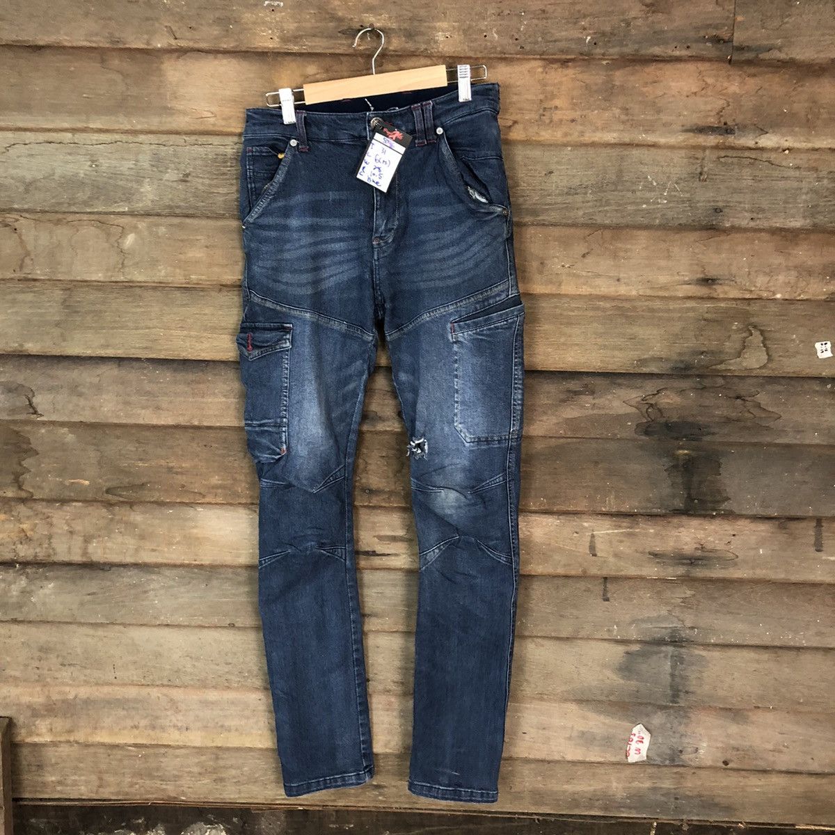 Japanese Brand Field Core Blue Distressed Denim Pants #5096 Size US 28 / EU 44 - 1 Thumbnail