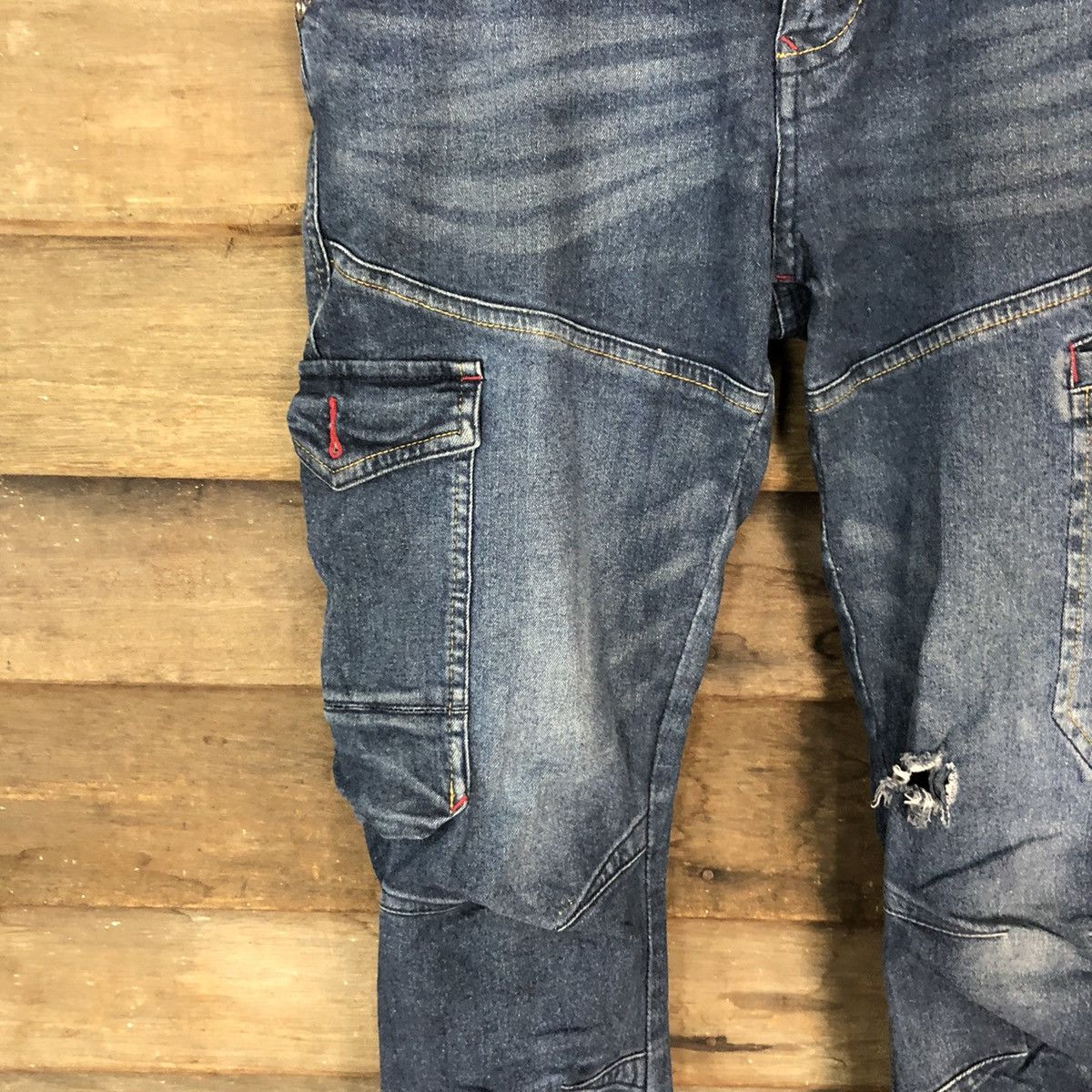 Japanese Brand Field Core Blue Distressed Denim Pants #5096 Size US 28 / EU 44 - 6 Thumbnail