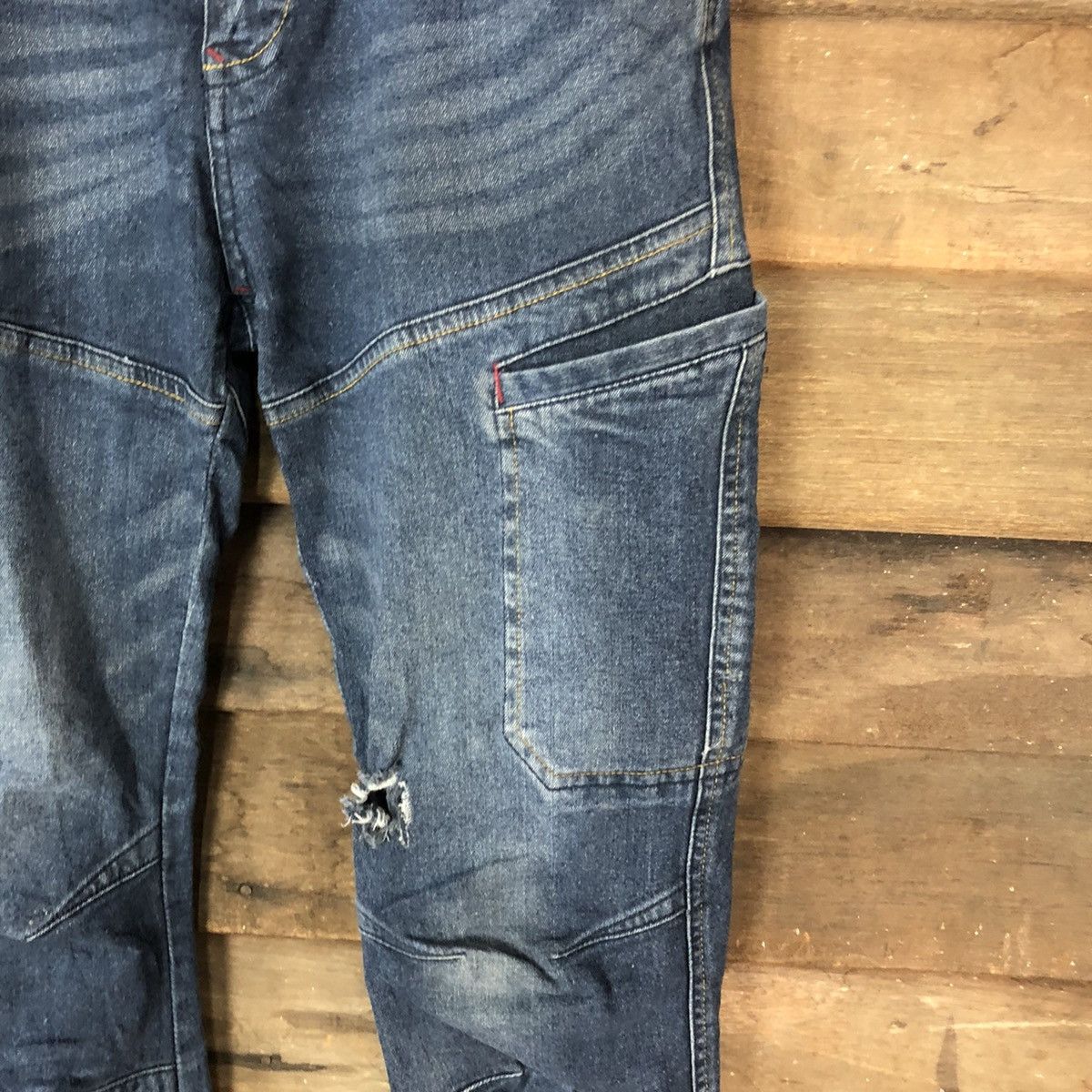 Japanese Brand Field Core Blue Distressed Denim Pants #5096 Size US 28 / EU 44 - 7 Thumbnail