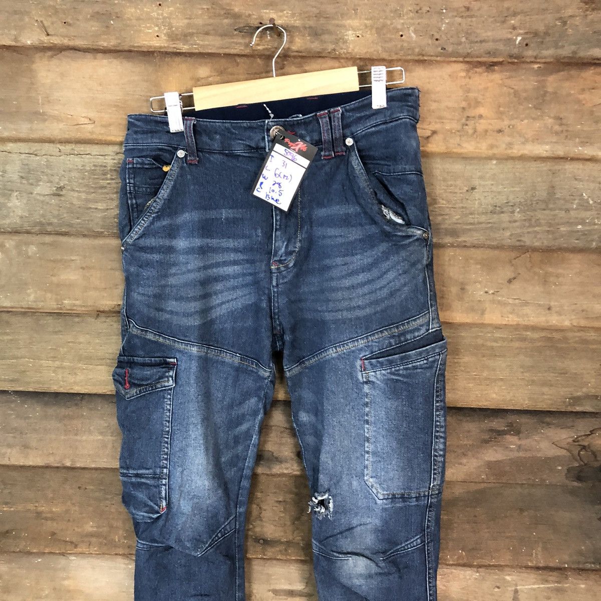 Japanese Brand Field Core Blue Distressed Denim Pants #5096 Size US 28 / EU 44 - 2 Thumbnail