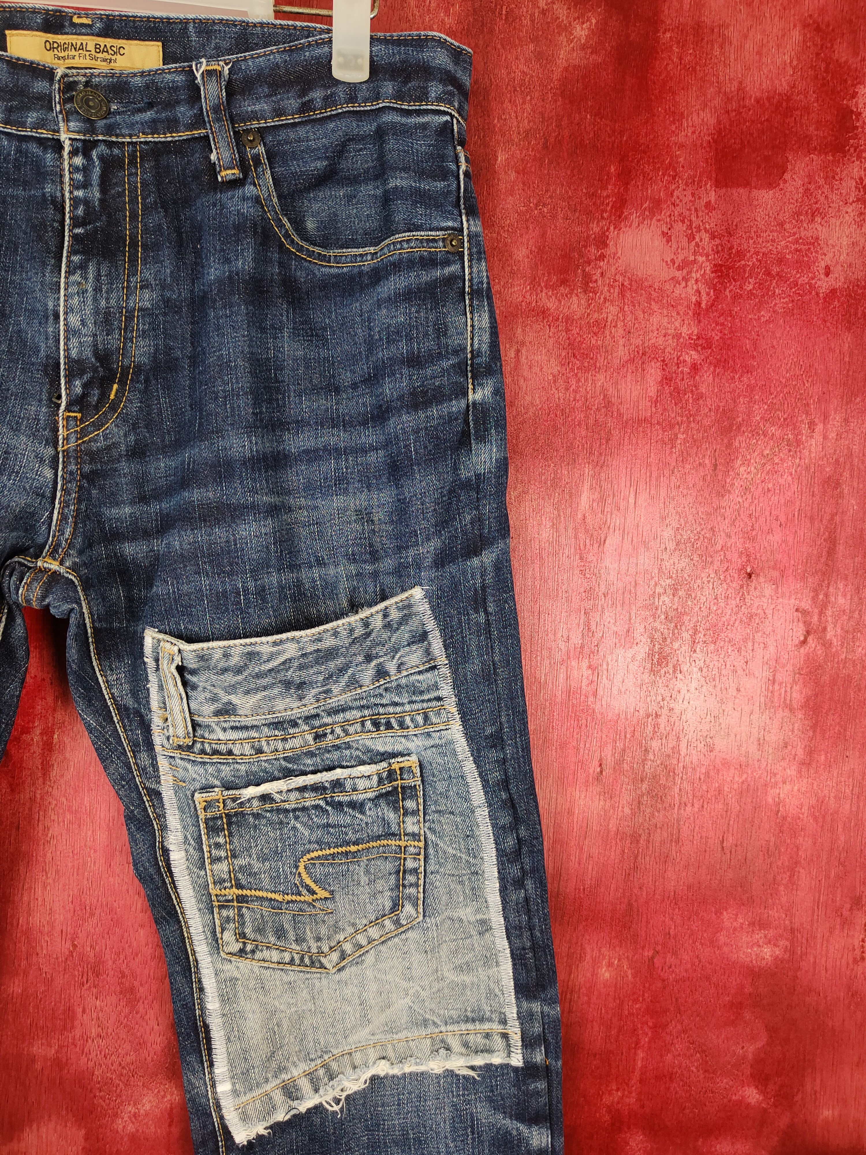 Japanese Brand Uniqlo Blue distressed patchwork Denim Pants #S396 Size US 32 / EU 48 - 5 Thumbnail
