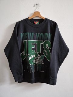 VINTAGE ALL OVER PRINT NFL NY JETS SWEATSHIRT SIZE XL MADE IN USA 1990 –  Vintage rare usa