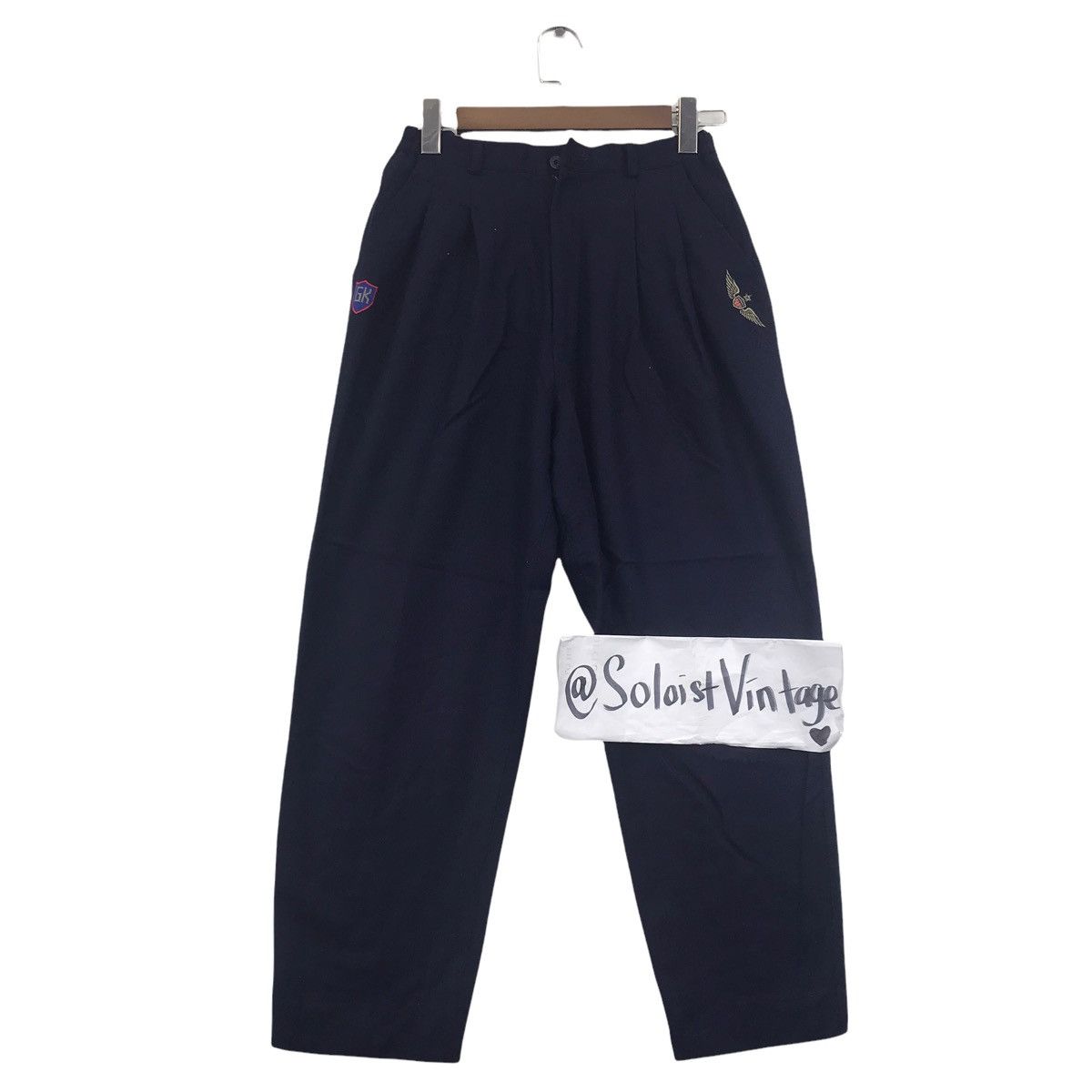 Japanese Brand LA MODA GOJI Japanese Brand Blue Army Top Gun Wool Trousers Size US 26 / EU 42 - 3 Thumbnail