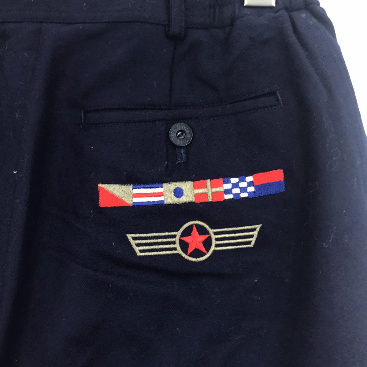 Japanese Brand LA MODA GOJI Japanese Brand Blue Army Top Gun Wool Trousers Size US 26 / EU 42 - 2 Thumbnail