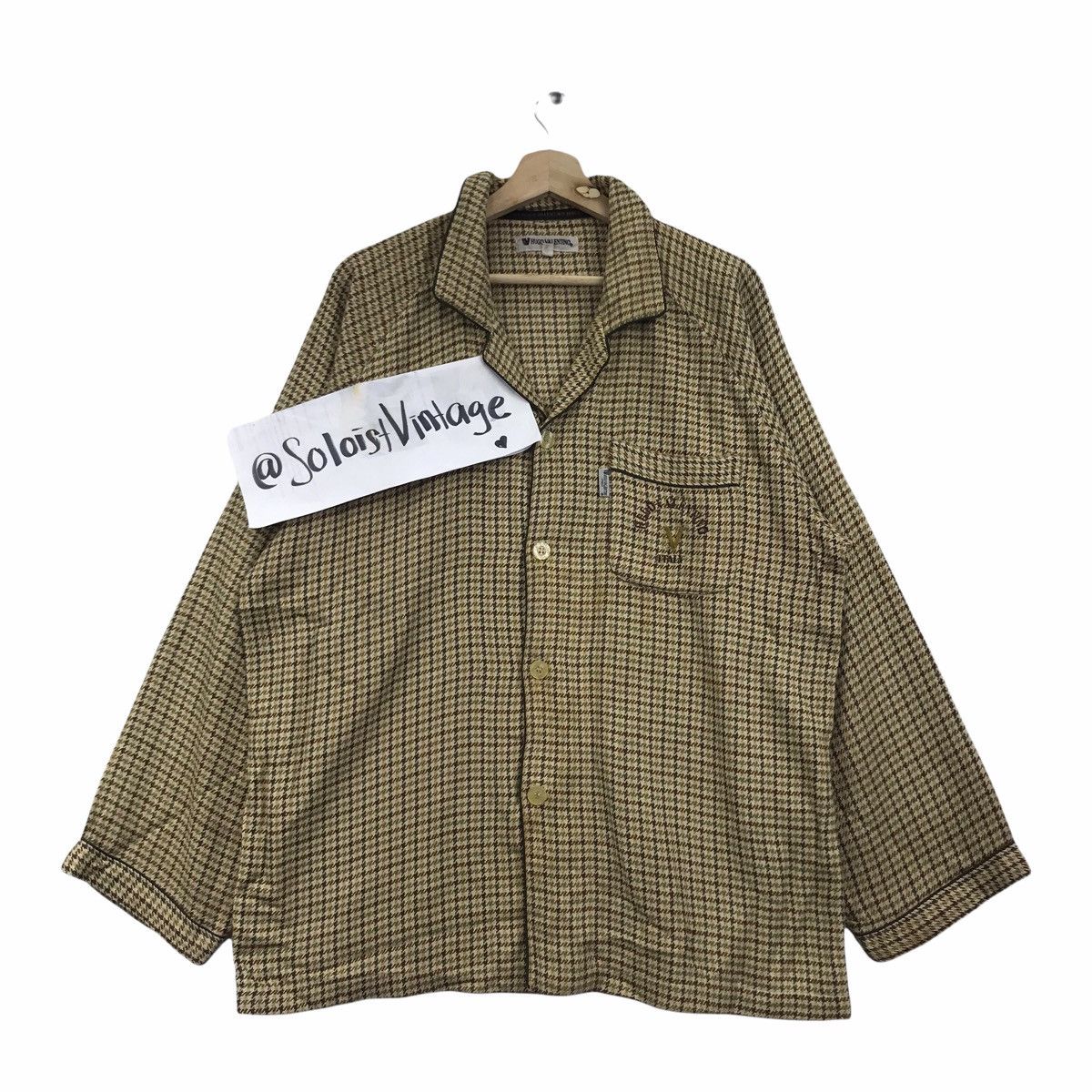 HUGO VALENTINO Paris Italy Designer Check Tartan Button Up