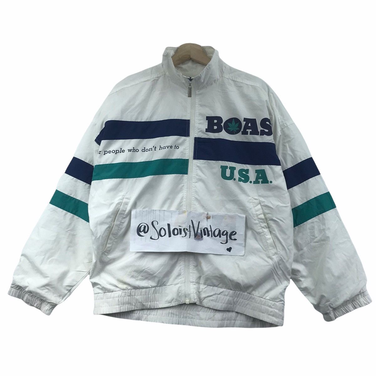 Vintage BOAST USA SPORT Japan Tennis White Stripes Jacket Size US S / EU 44-46 / 1 - 1 Thumbnail