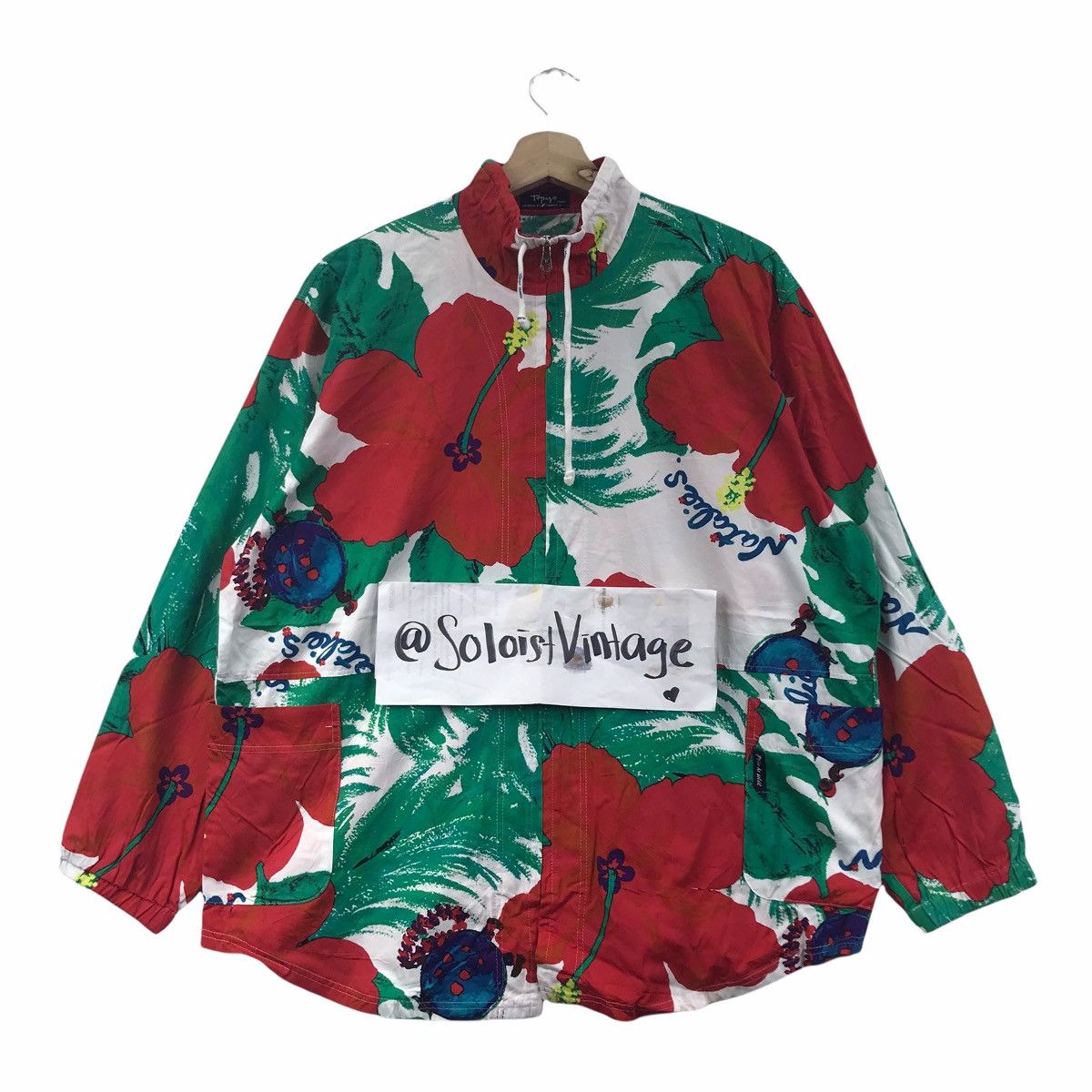 Vintage TOPYO HIBISCUS FLOWERS All Over Print Art France Jacket Size US L / EU 52-54 / 3 - 1 Thumbnail
