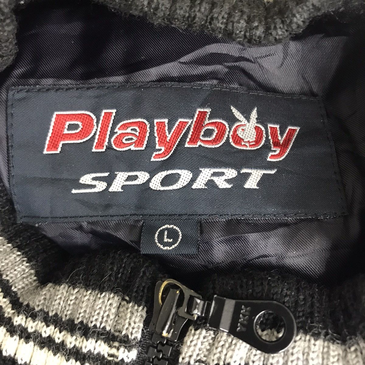 Playboy Vintage PLAYBOY SPORT Spell Out Knitwear Japan Bomber Jacket Size US L / EU 52-54 / 3 - 4 Thumbnail