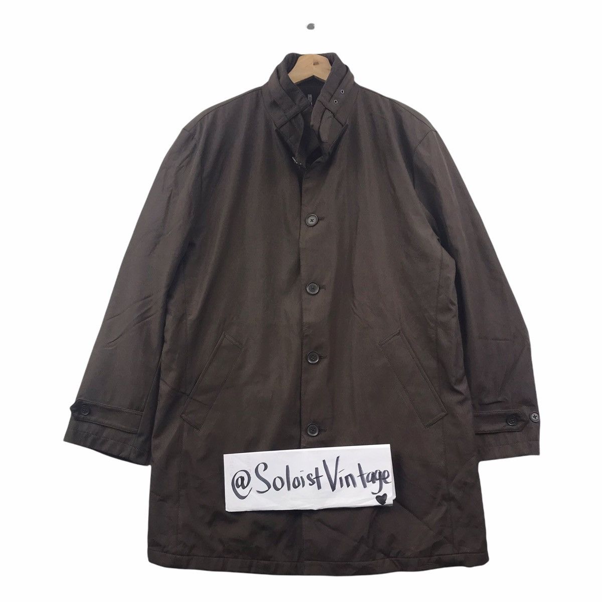 Vintage NICOLE ST GILLES Paris Chocolate Trench Over Coat Jacket Size US L / EU 52-54 / 3 - 1 Thumbnail