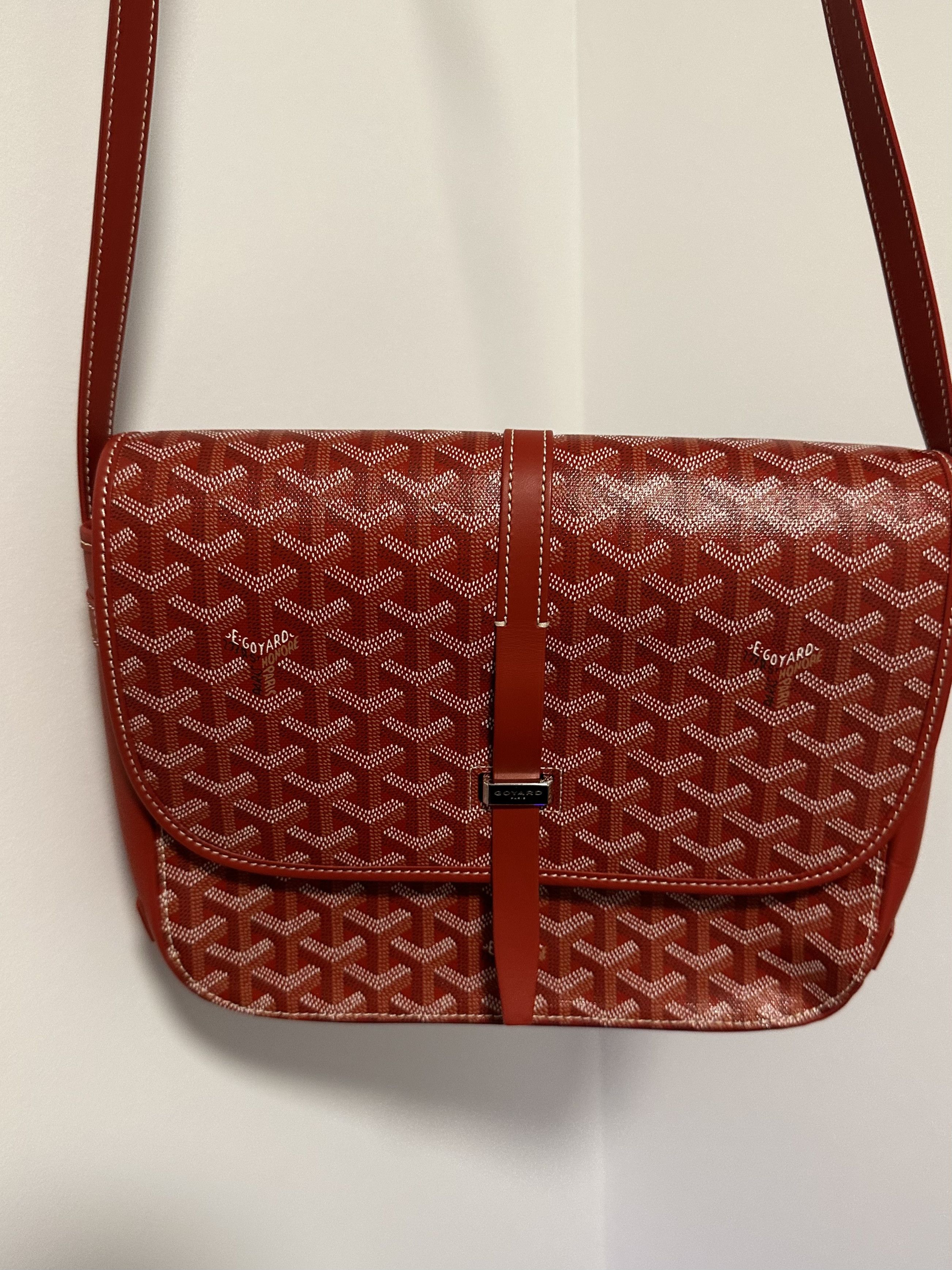 🛑SOLD🛑GOYARD red Belvedere MM messenger bag. Coded canvas. This