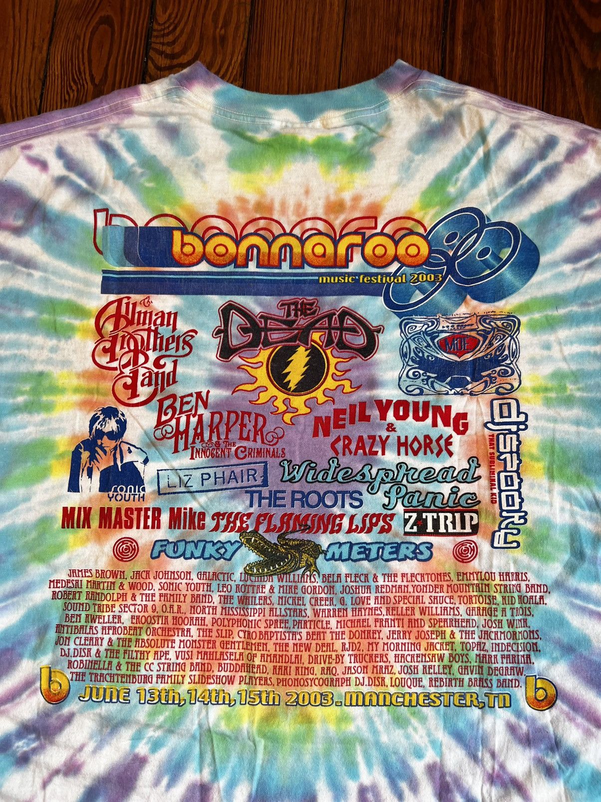 Band Tees × Grateful Dead × Vintage Vintage 2003 Bonnaroo Grateful Dead Sonic Youth Tie Dye Tee Size US XL / EU 56 / 4 - 3 Thumbnail