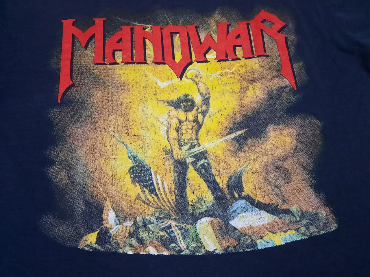 Band Tees × Vintage Nice Faded Vintage Manowar Heavy Metal Music Band Size US XL / EU 56 / 4 - 4 Thumbnail